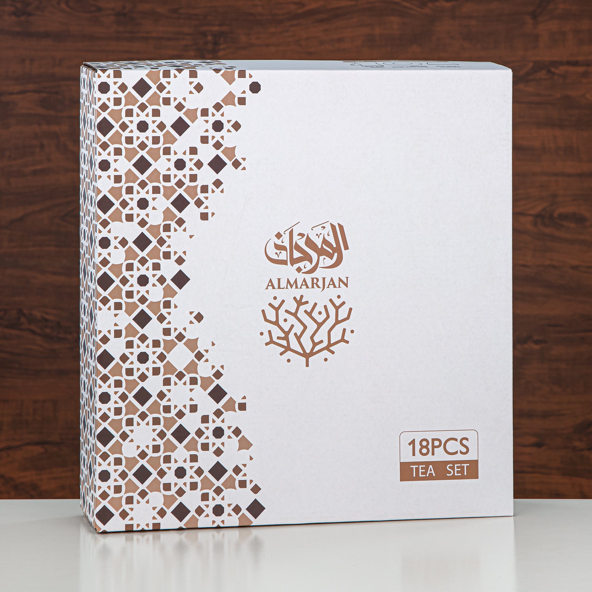 طقم شاي المرجان زجاج بوروسيليكات، ستانلس ستيل وخزف 18 قطعة (18PCS-12256-1) – مجموعة شاي زهرية أنيقة