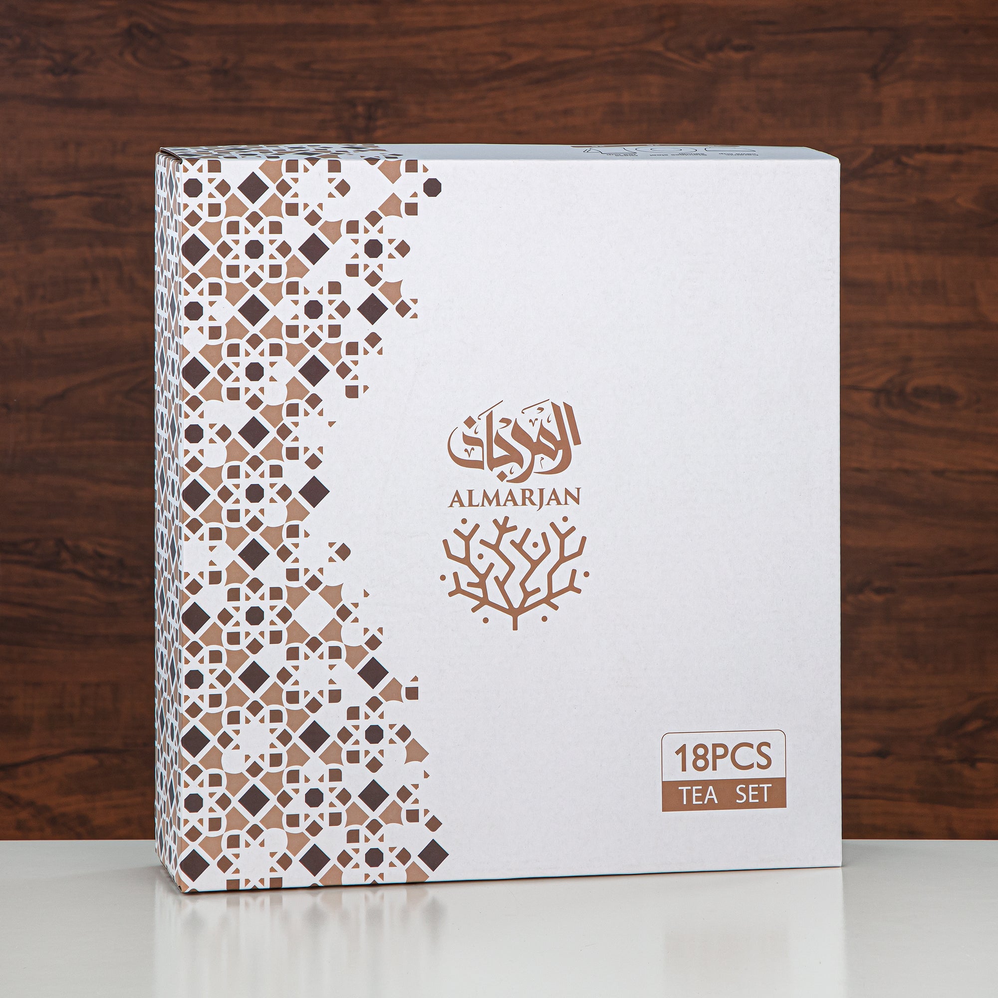 طقم شاي المرجان زجاج بوروسيليكات، ستانلس ستيل وخزف 18 قطعة (18PCS-12256-2) – مجموعة شاي زهور عصرية