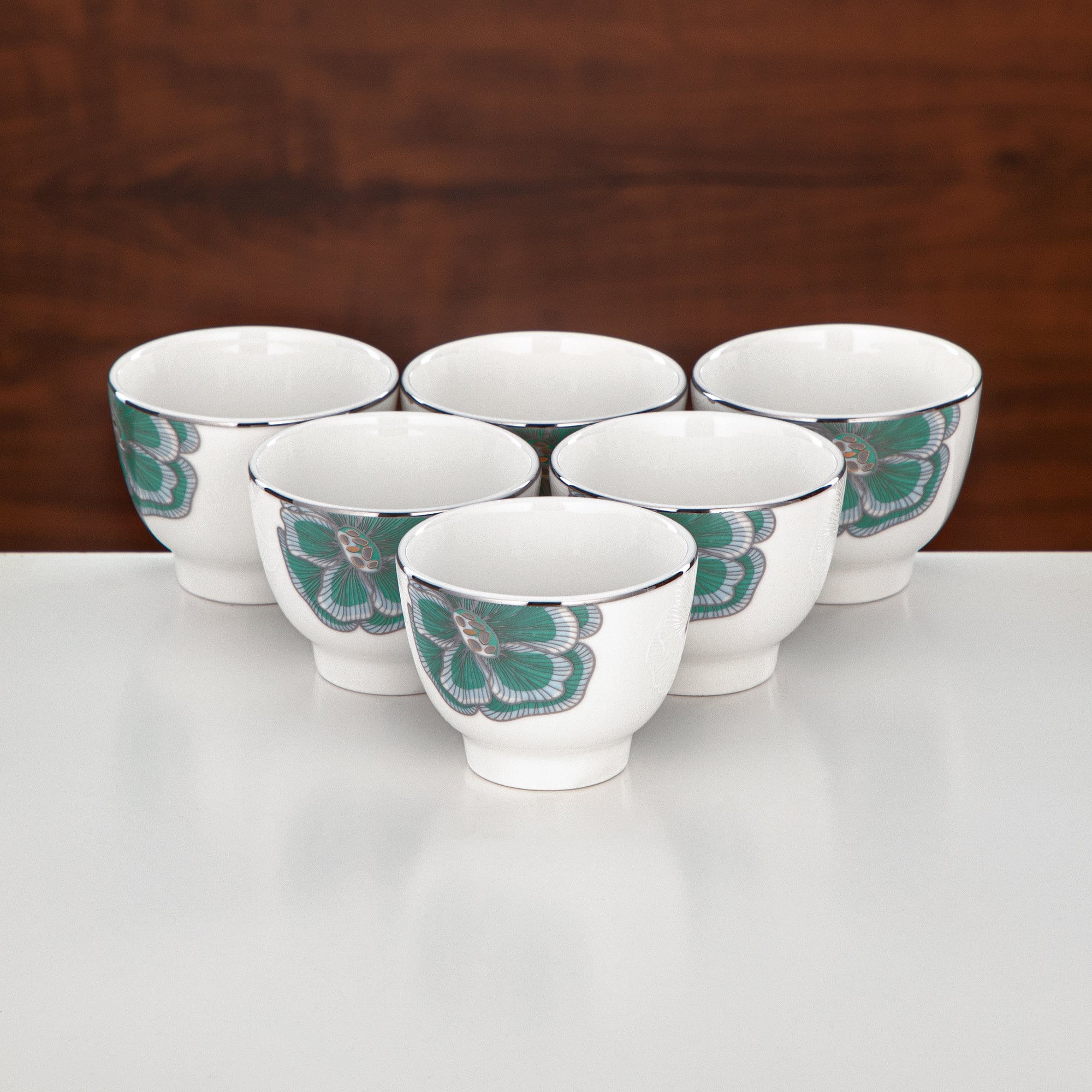 طقم شاي المرجان زجاج بوروسيليكات، ستانلس ستيل وخزف 18 قطعة (18PCS-12257-1) – مجموعة شاي إيميرالد بلوم