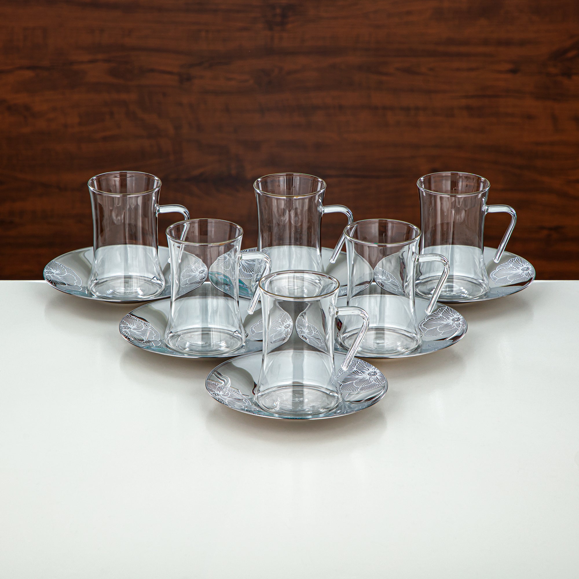 طقم شاي المرجان زجاج بوروسيليكات، ستانلس ستيل وخزف 18 قطعة (18PCS-12257-1) – مجموعة شاي إيميرالد بلوم