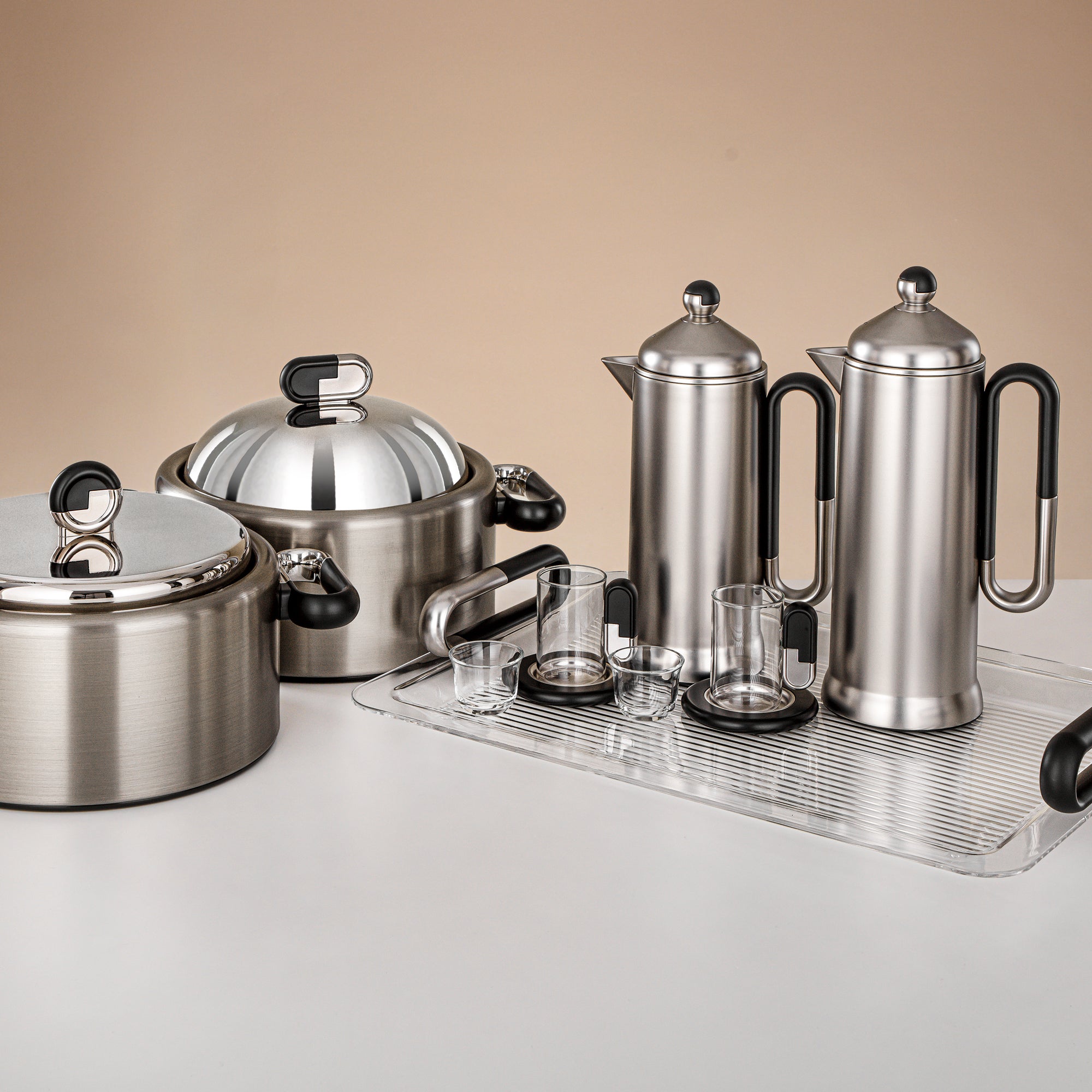 Almarjan 23 Pieces Serving Set, Matt Nickel & Matt Black