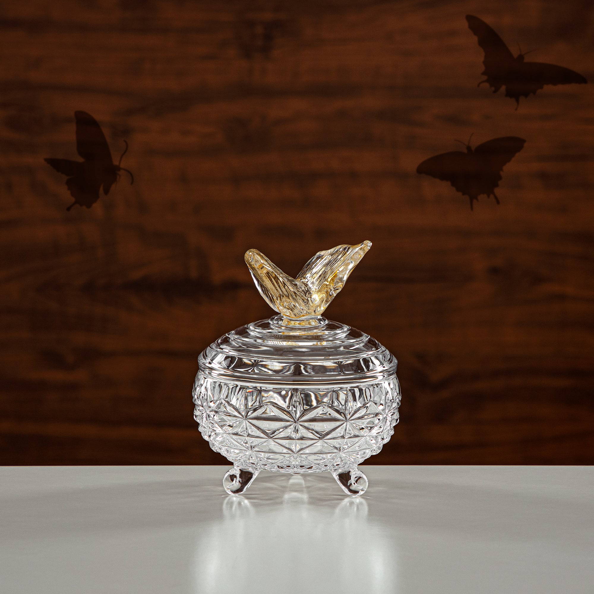 Almarjan Candy Bowl 11CM Glass Clear & Amber (41013-110L-BA) Elegant Hosting Pieces