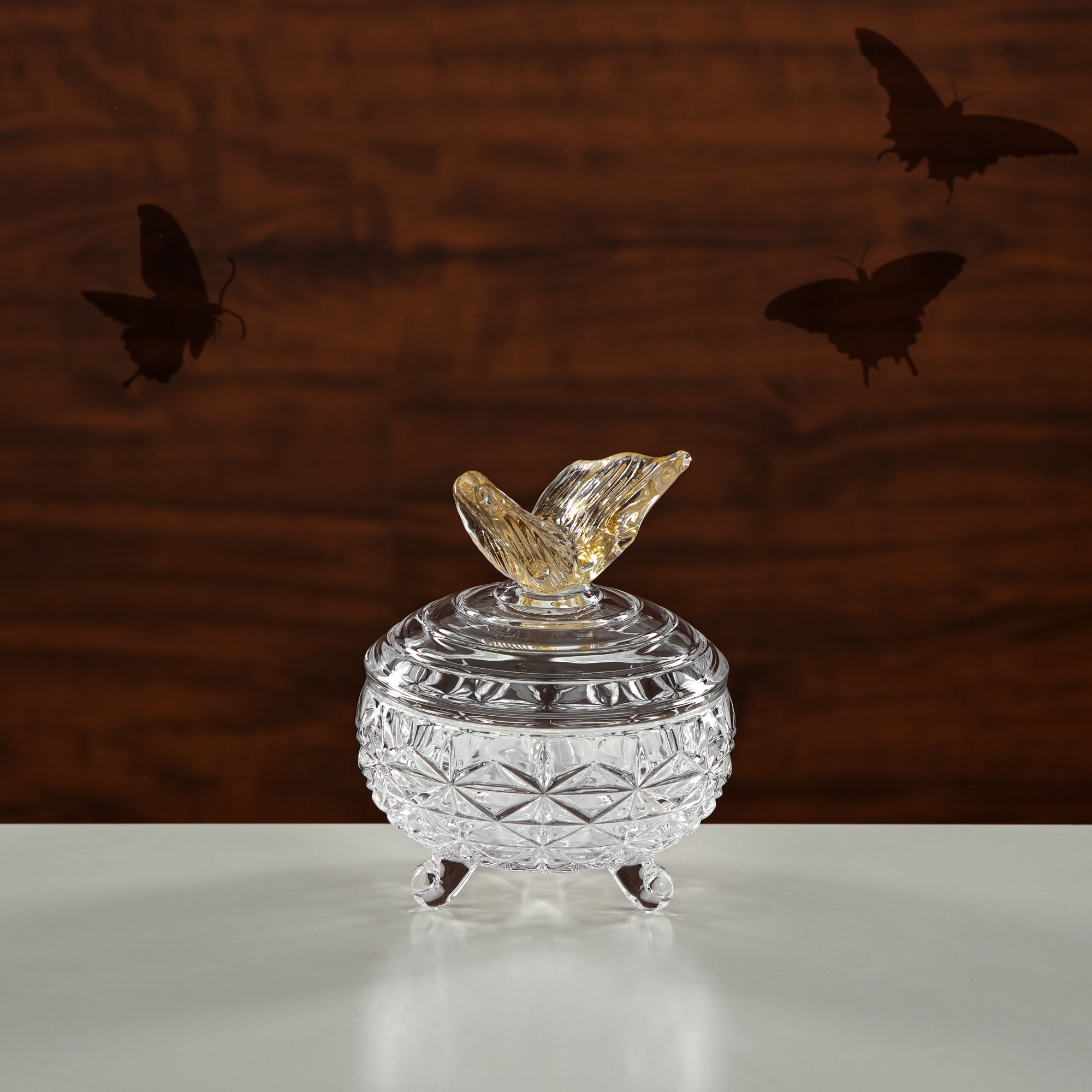 Almarjan Candy Bowl 11CM Glass Clear & Amber (41013-110L-BA) Elegant Hosting Pieces