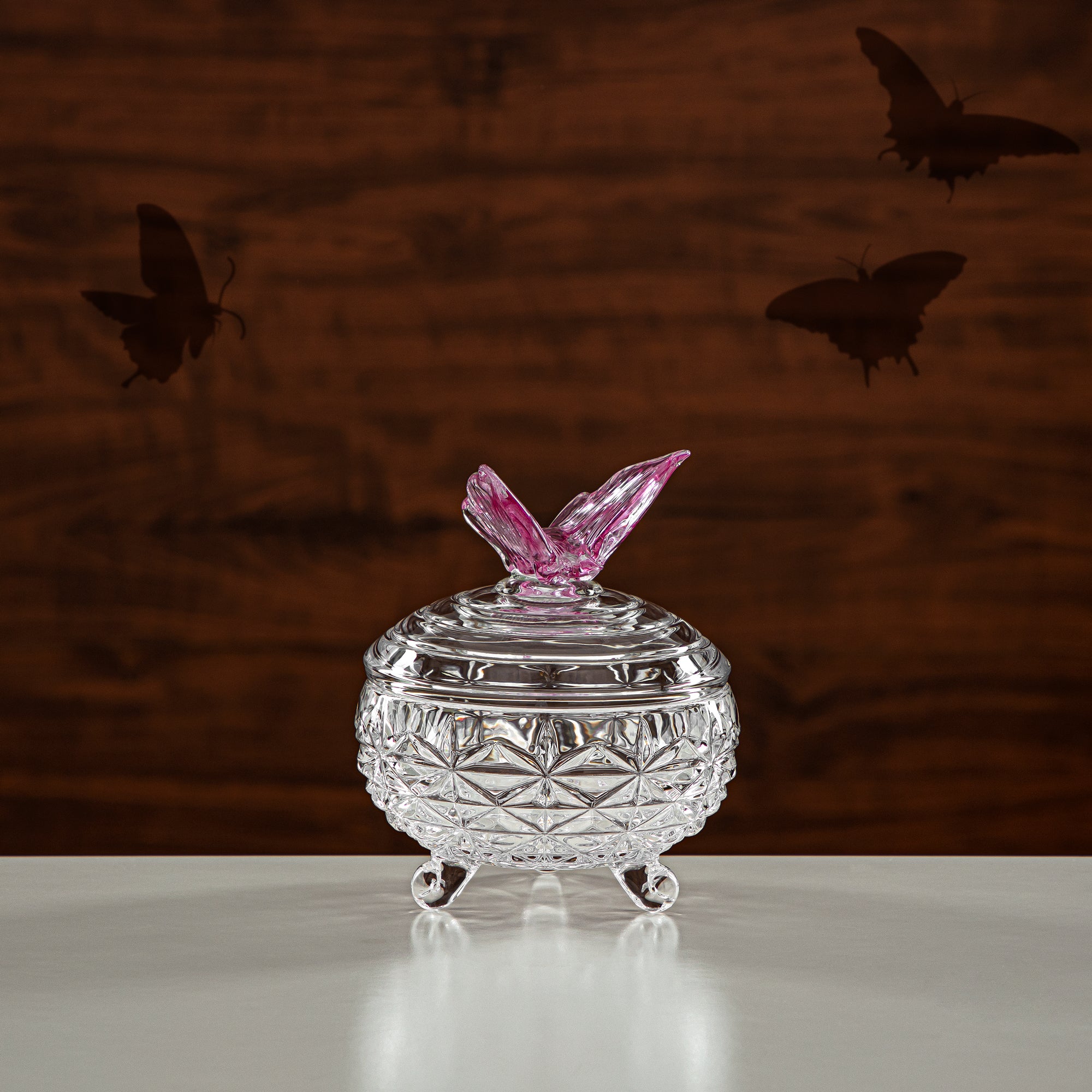 Almarjan Candy Bowl 11CM Glass Clear & Pink (41013-110L-BG) Elegant Hosting Pieces