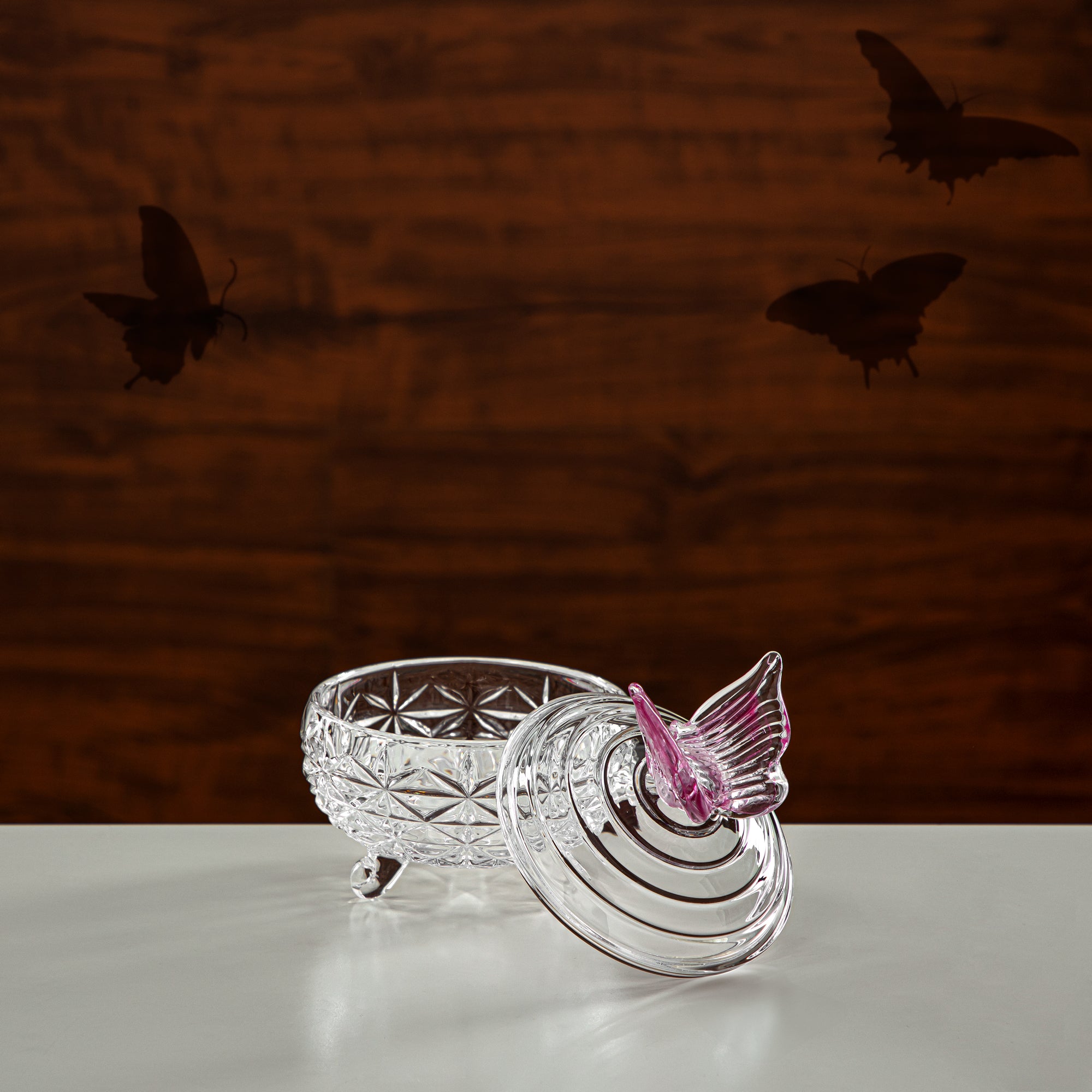 Almarjan Candy Bowl 11CM Glass Clear & Pink (41013-110L-BG) Elegant Hosting Pieces