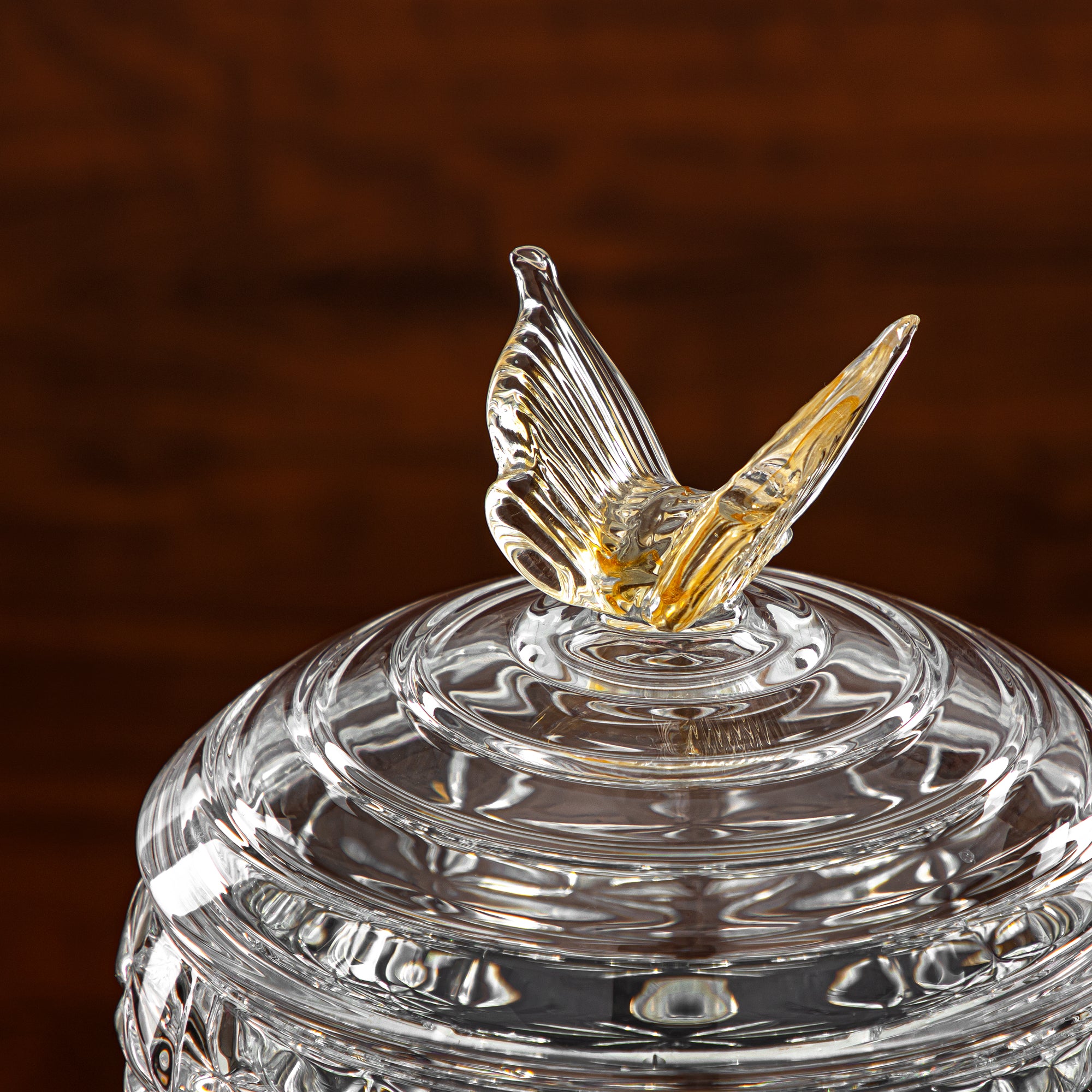 Almarjan Candy Bowl 20CM Glass Clear & Amber (41013-185L-BA) Elegant Hosting Pieces