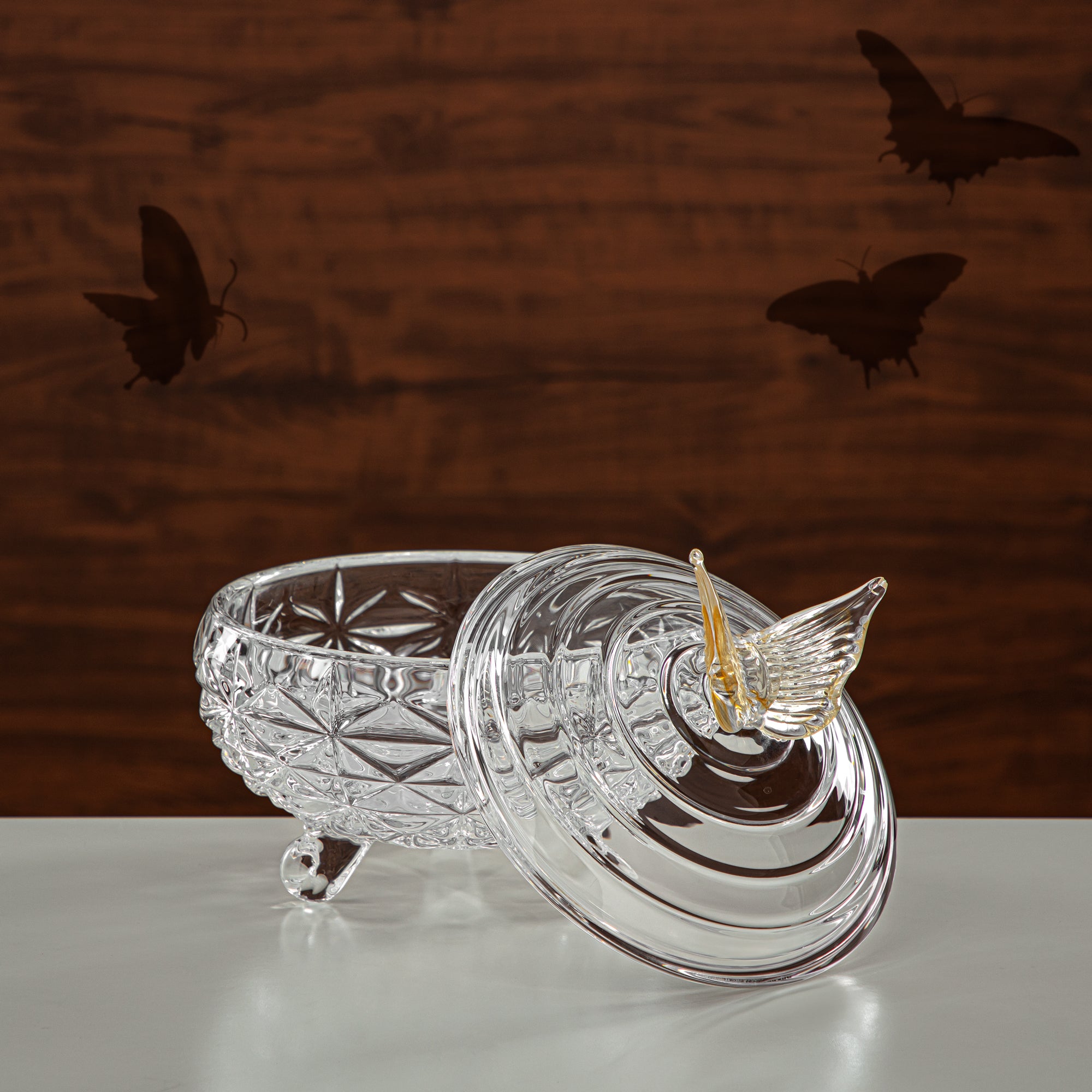 Almarjan Candy Bowl 20CM Glass Clear & Amber (41013-185L-BA) Elegant Hosting Pieces