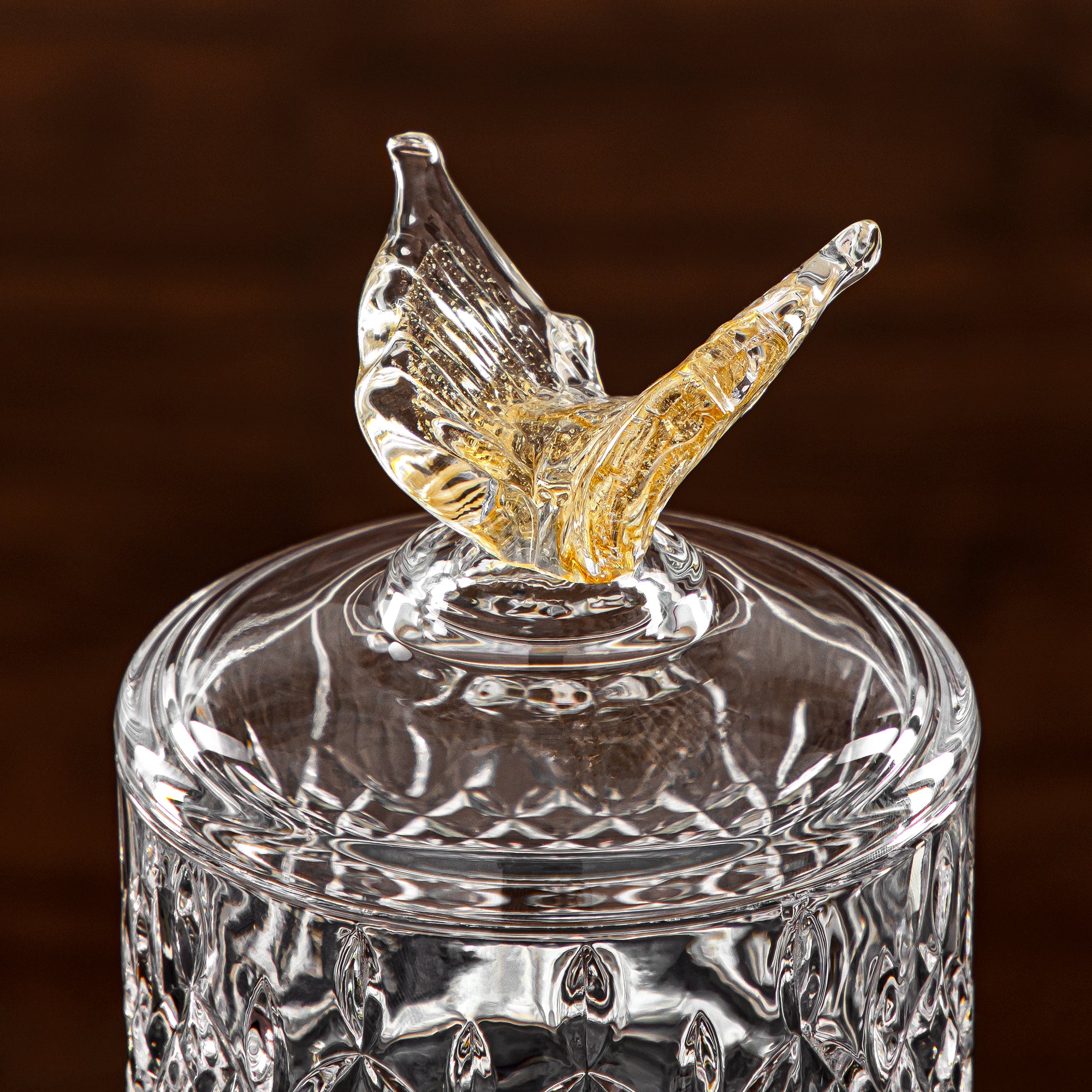 Almarjan Candy Bowl 10.5CM Glass Clear & Amber (41245-275-BA) Elegant Hosting Pieces