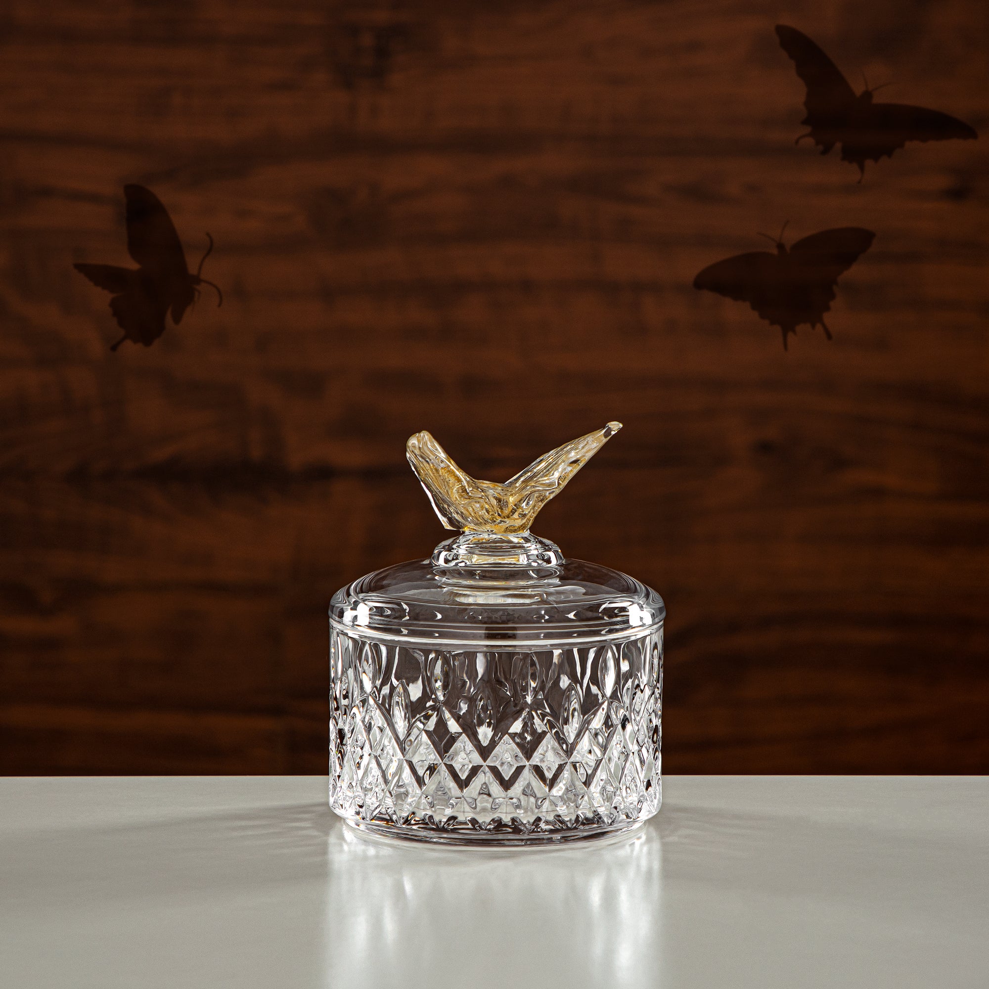 Almarjan Candy Bowl 10.5CM Glass Clear & Amber (41245-275-BA) Elegant Hosting Pieces