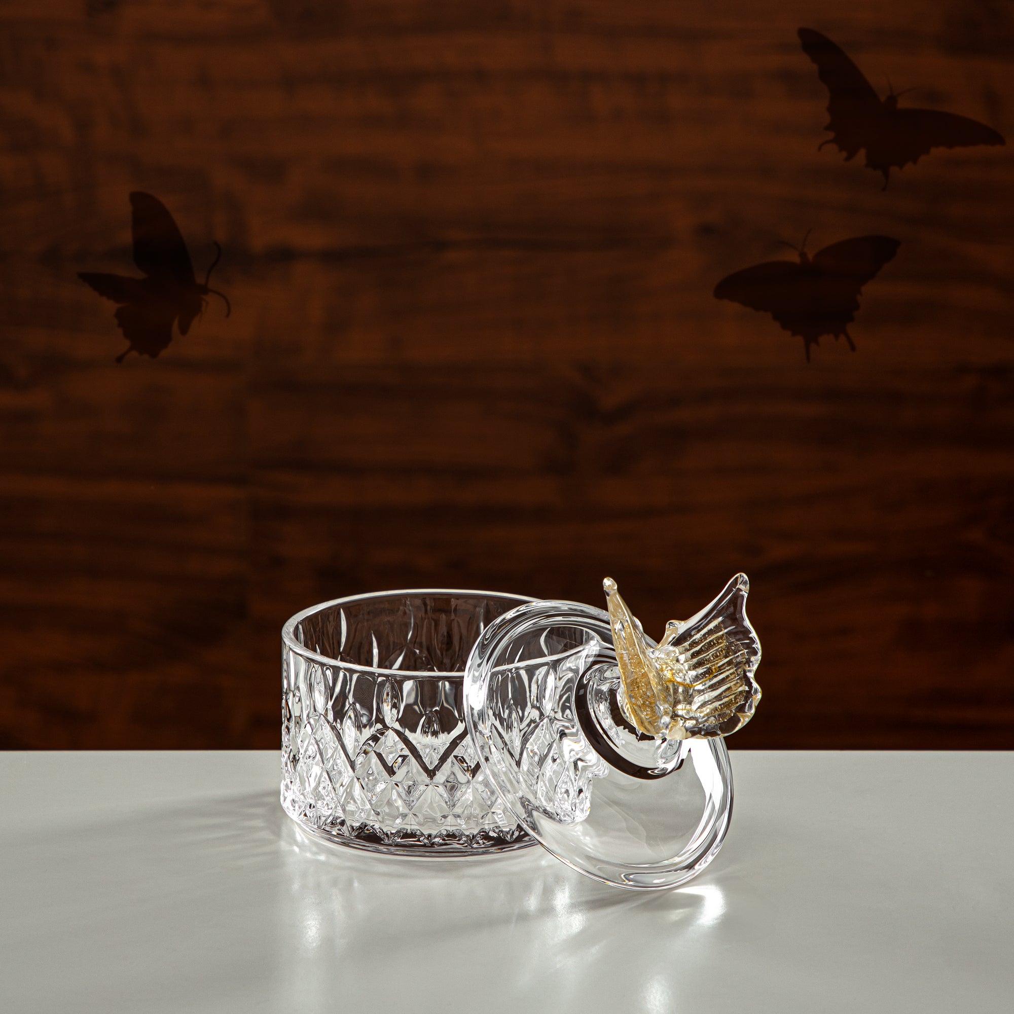 Almarjan Candy Bowl 10.5CM Glass Clear & Amber (41245-275-BA) Elegant Hosting Pieces