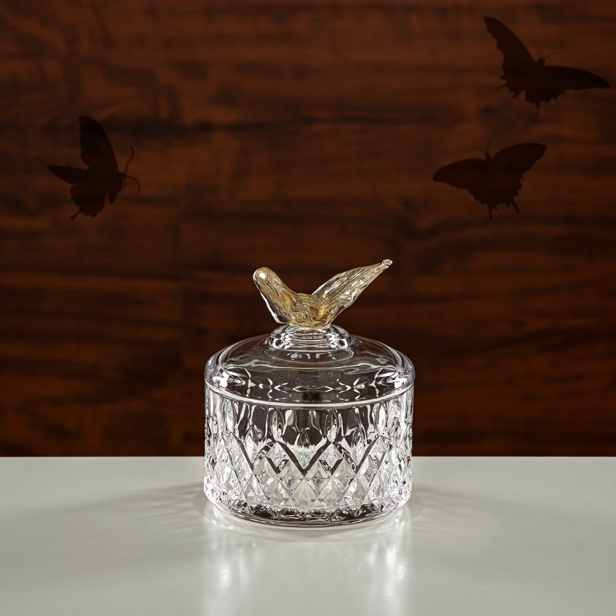 Almarjan Candy Bowl 10.5CM Glass Clear & Amber (41245-275-BA) Elegant Hosting Pieces