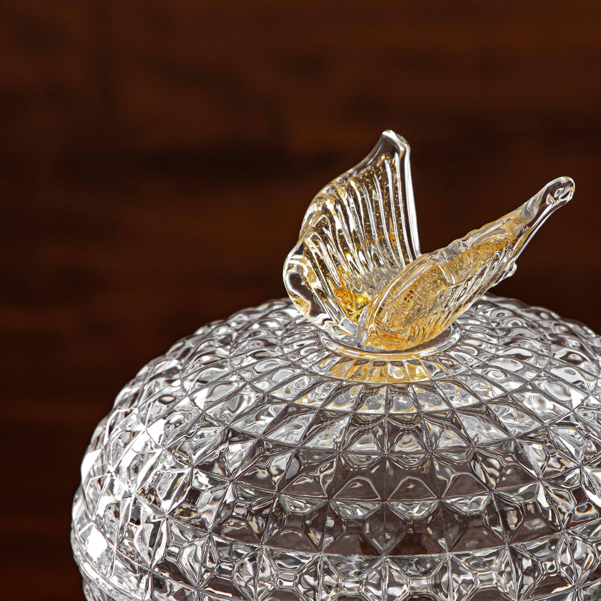 Almarjan Candy Bowl 14.5CM Glass Clear & Amber (42084-150-BA) Elegant Hosting Pieces