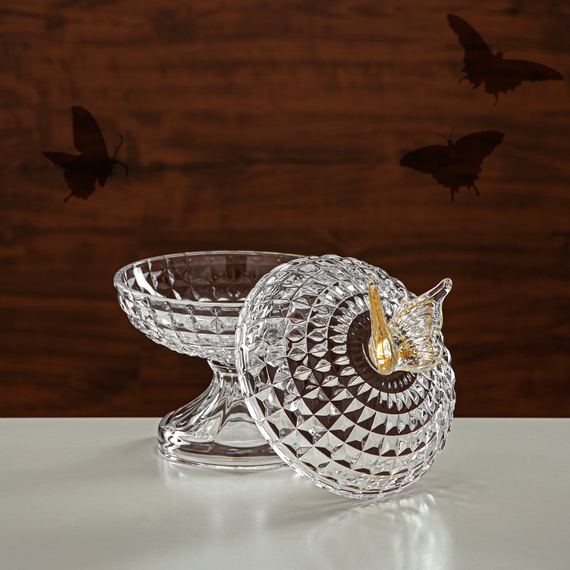 Almarjan Candy Bowl 14.5CM Glass Clear & Amber (42084-150-BA) Elegant Hosting Pieces