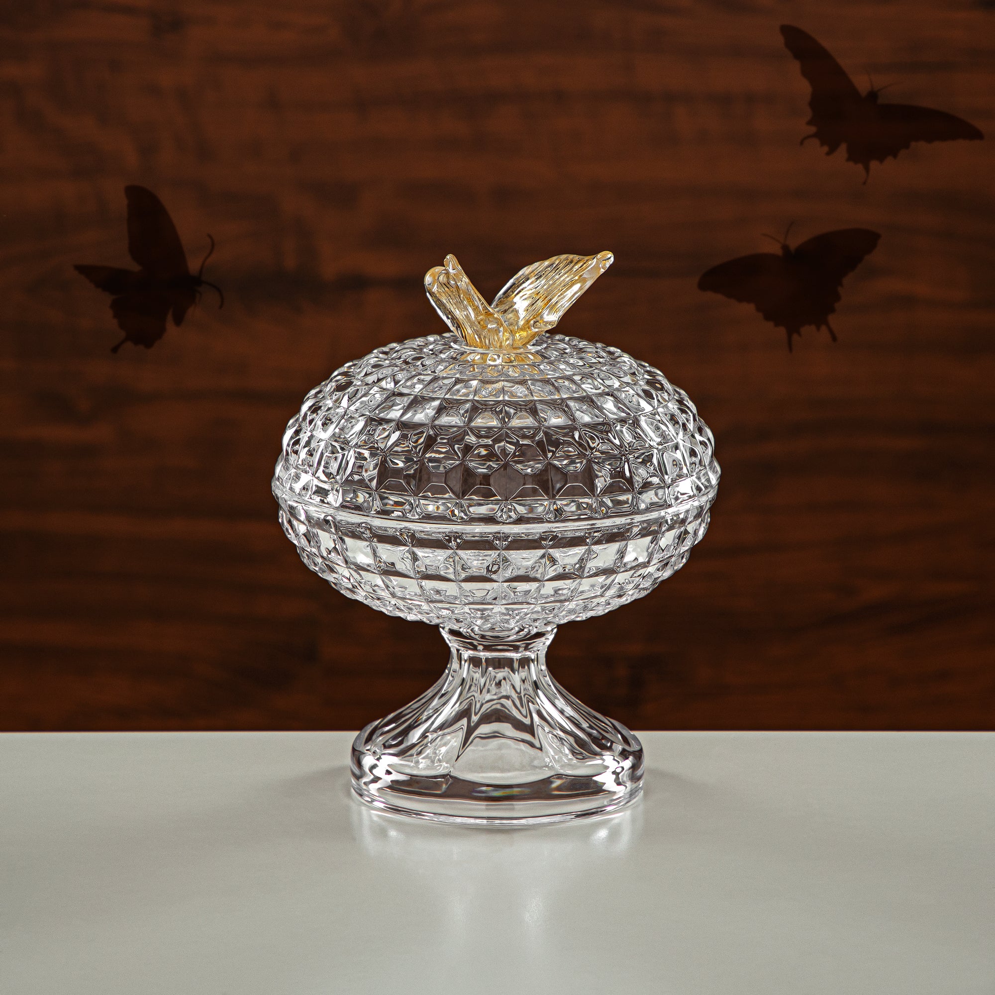 Almarjan Candy Bowl 14.5CM Glass Clear & Amber (42084-150-BA) Elegant Hosting Pieces