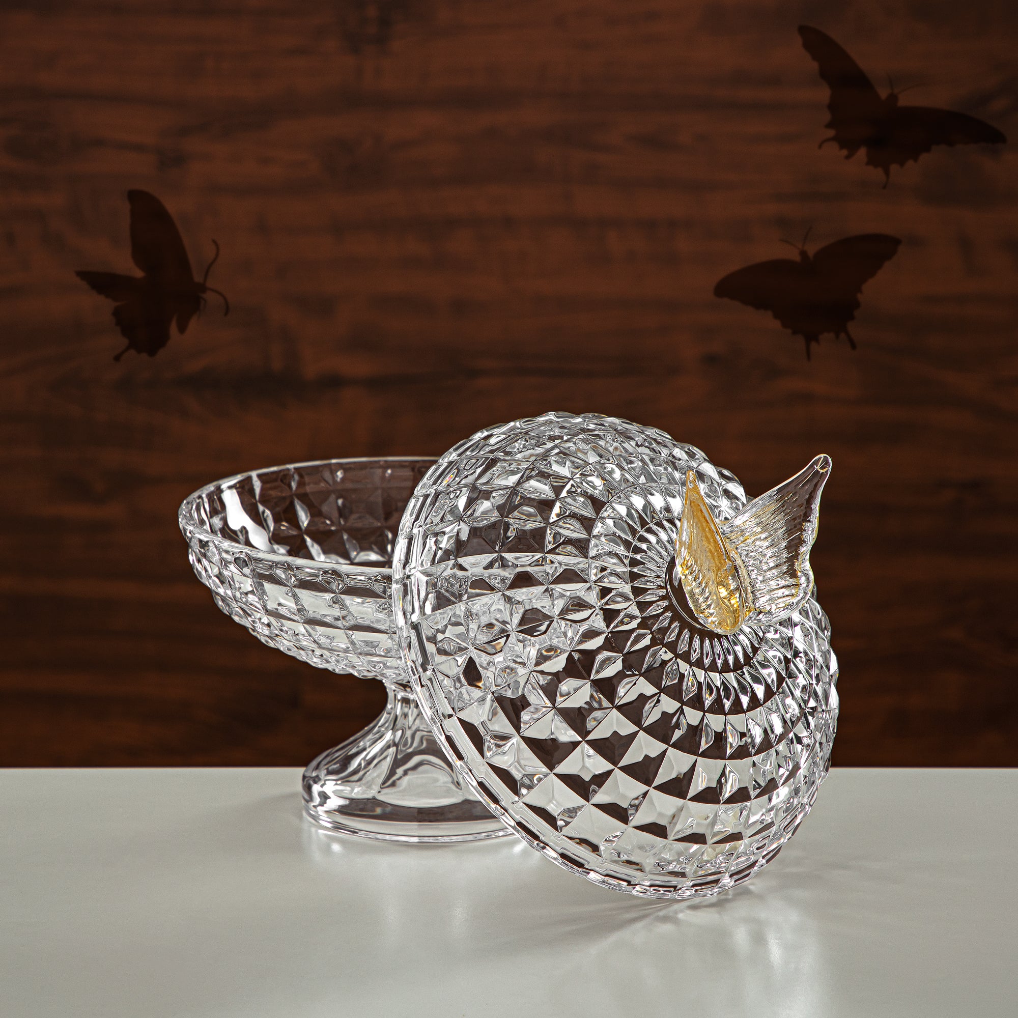 Almarjan Candy Bowl 20CM Glass Clear & Amber (42084-200-BA) Elegant Hosting Pieces