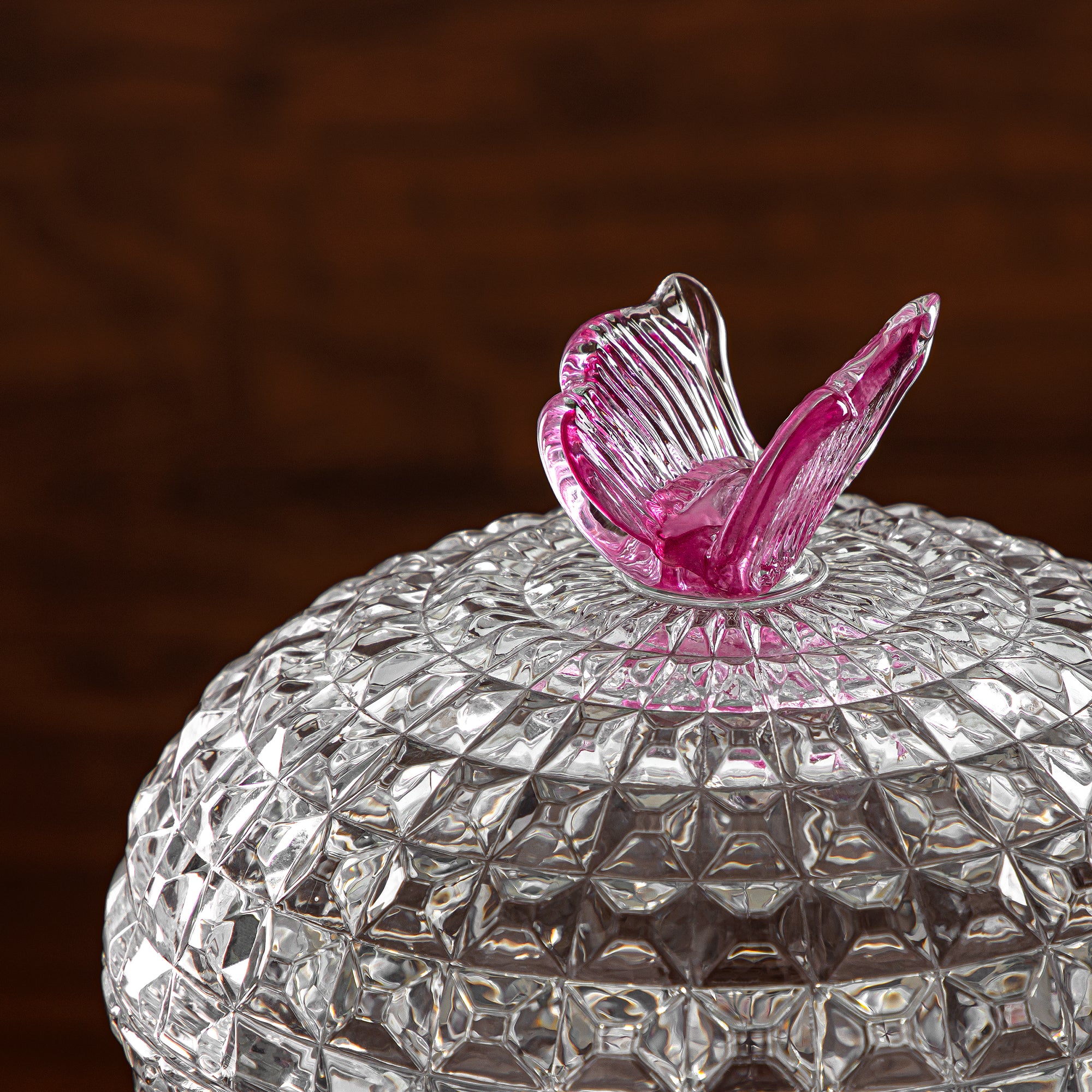 Almarjan Candy Bowl 20CM Glass Clear & Pink (42084-200-BG) Elegant Hosting Pieces