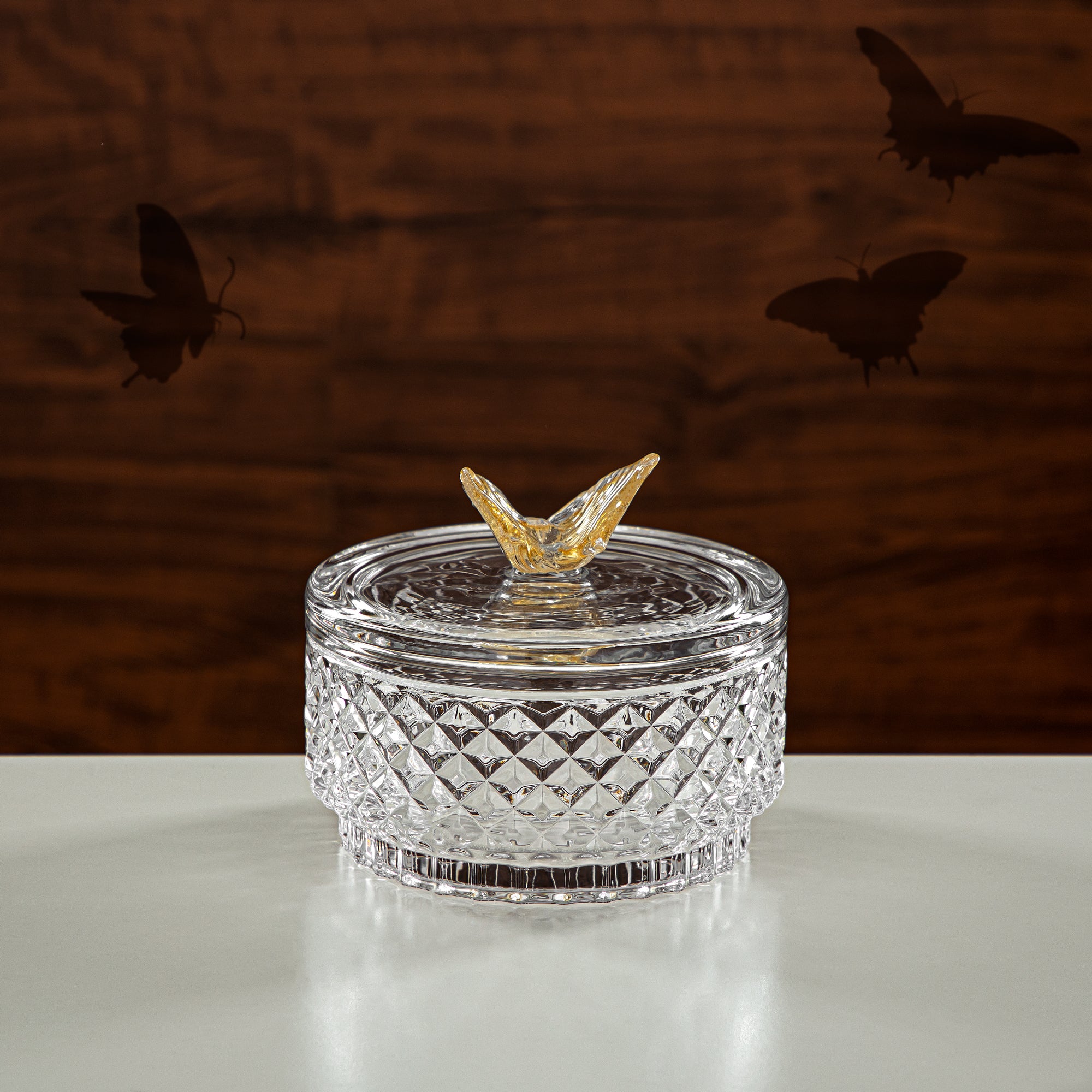 Almarjan Candy Bowl 15CM Glass Clear & Amber (42185-150LC-BA) Elegant Hosting Pieces