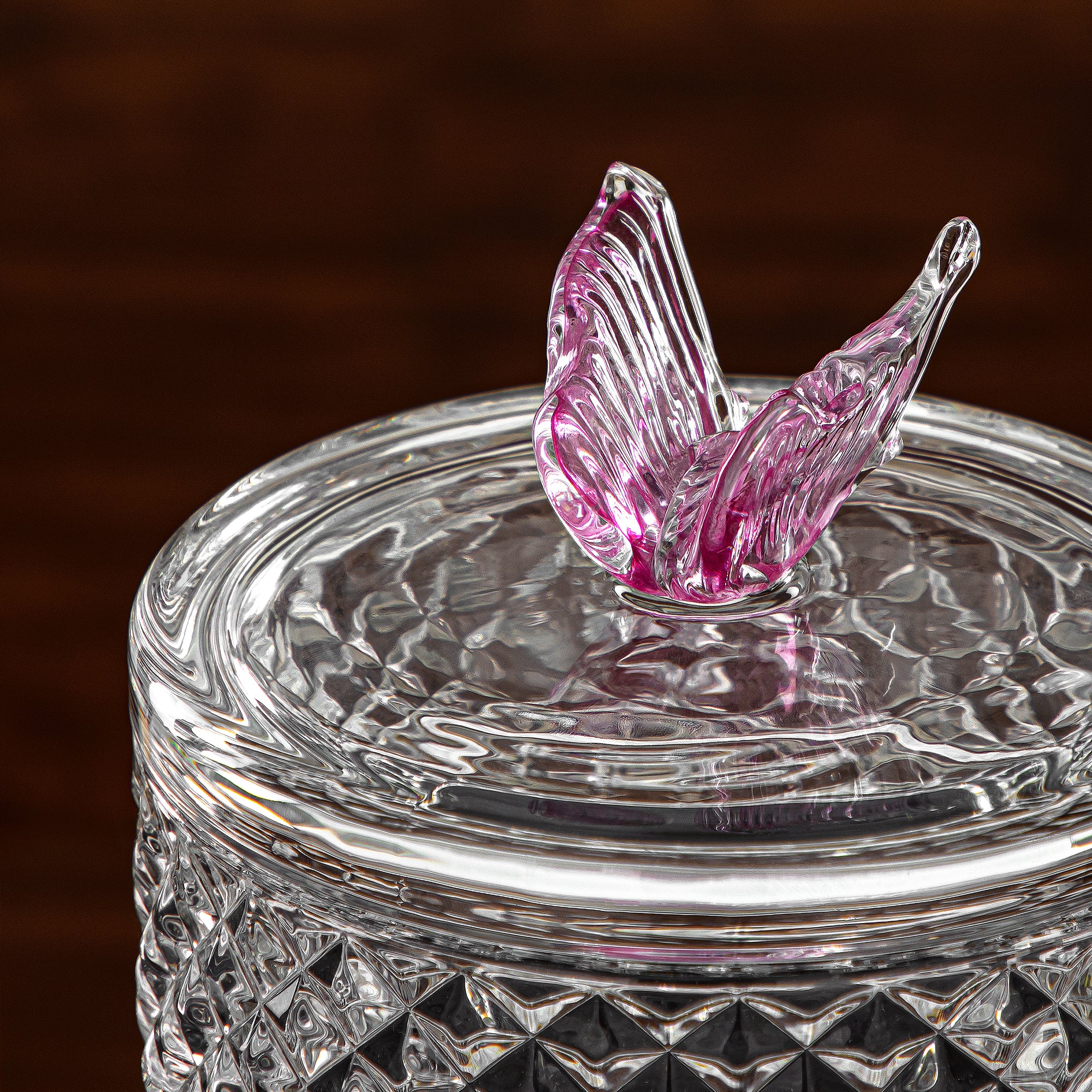 Almarjan Candy Bowl 15CM Glass Clear & Pink (42185-150LC-BG) Elegant Hosting Pieces