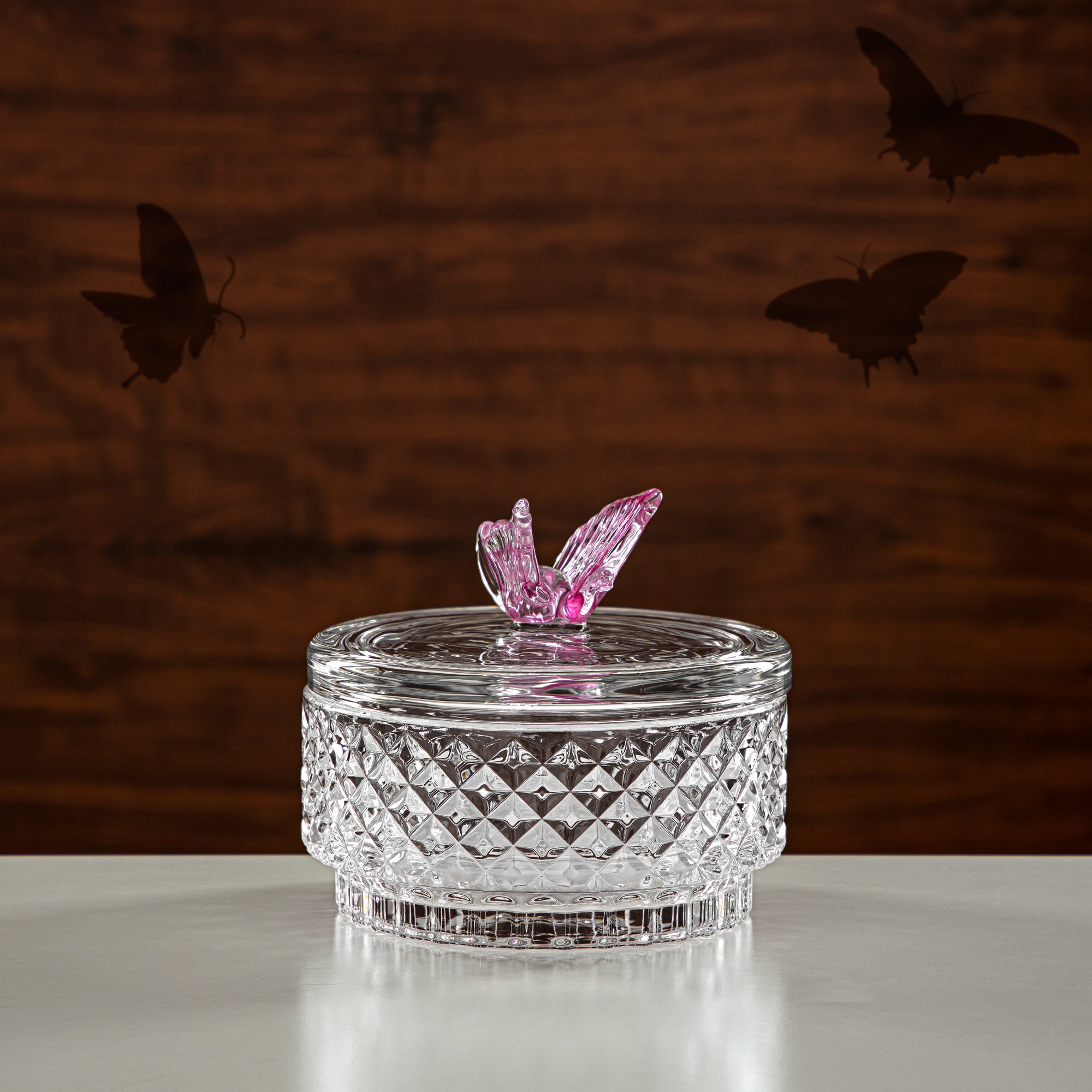 Almarjan Candy Bowl 15CM Glass Clear & Pink (42185-150LC-BG) Elegant Hosting Pieces