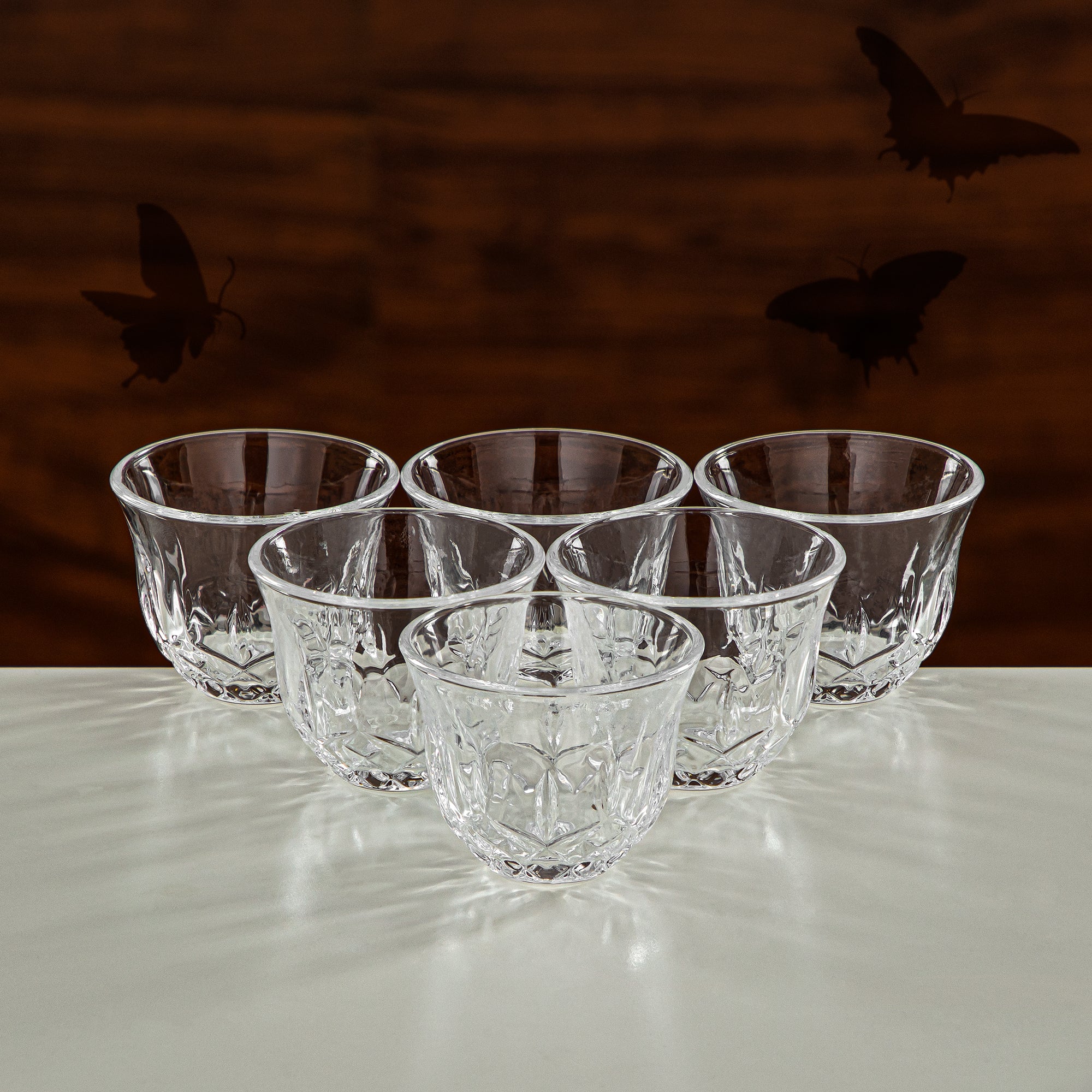 Almarjan Arabic Coffee Set 6 Pieces Glass Clear (43812-46) Elegant Hosting Pieces