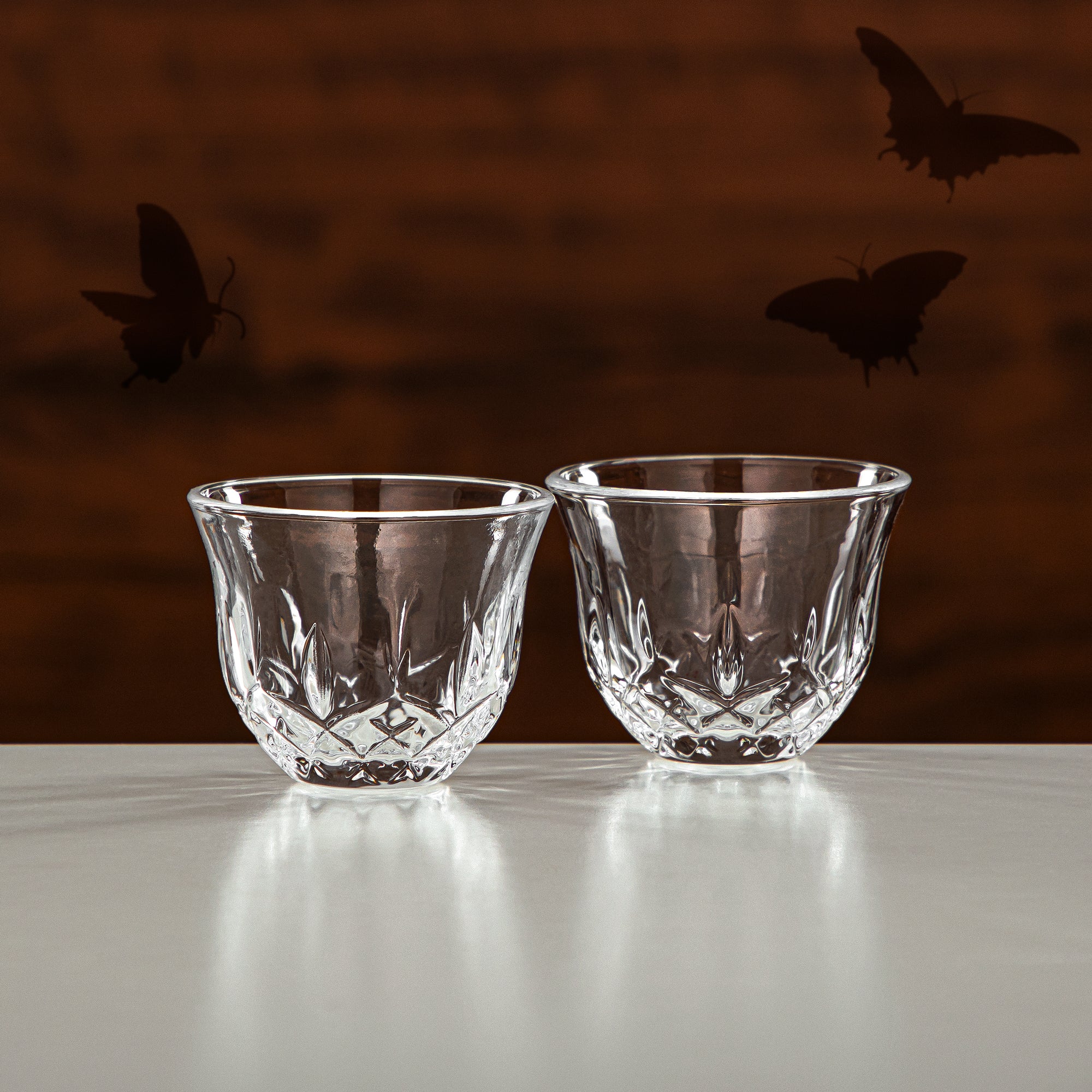 Almarjan Arabic Coffee Set 6 Pieces Glass Clear (43812-46) Elegant Hosting Pieces