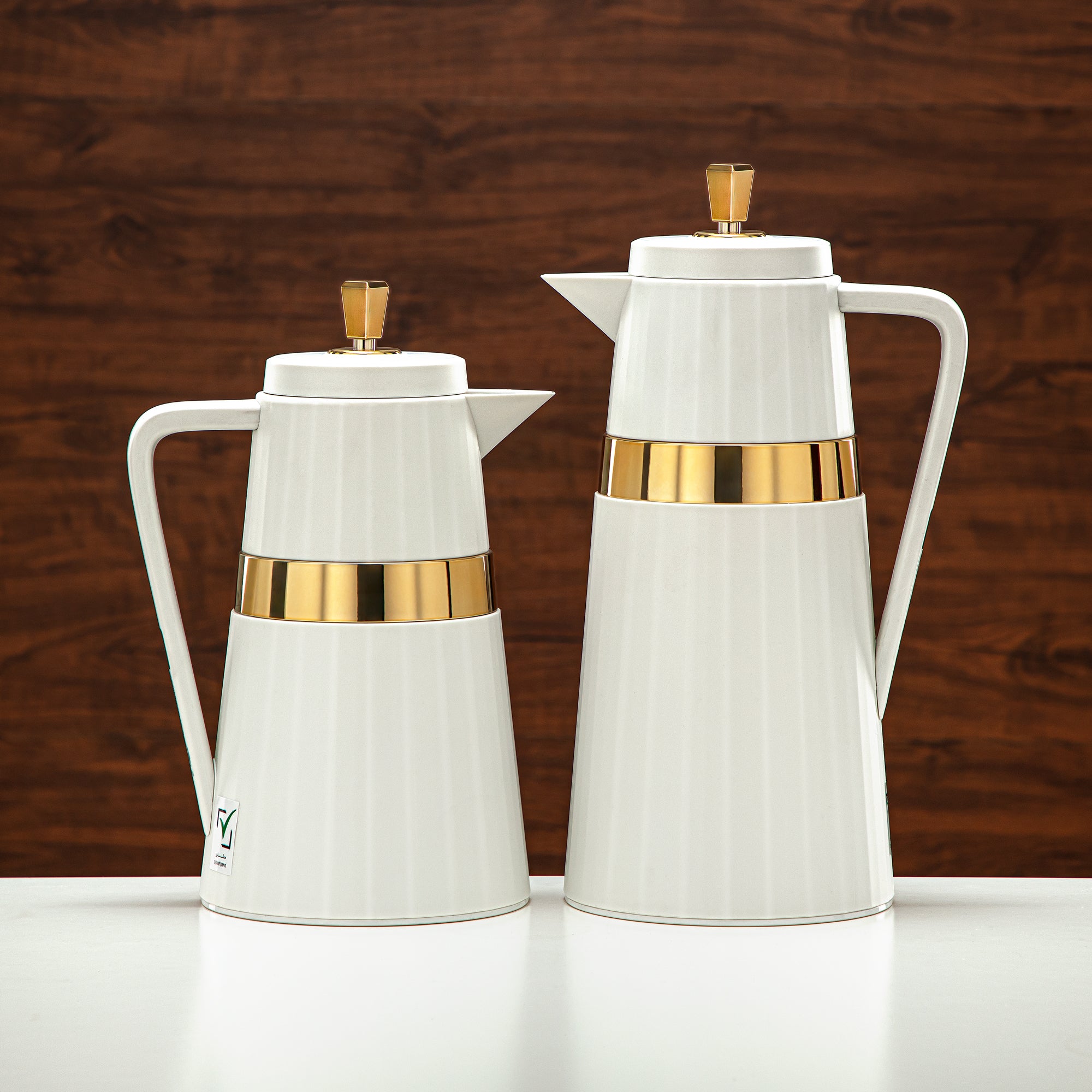 Almarjan 2 Pieces Vacuum Flask Set Ivory & Gold - C77-IG