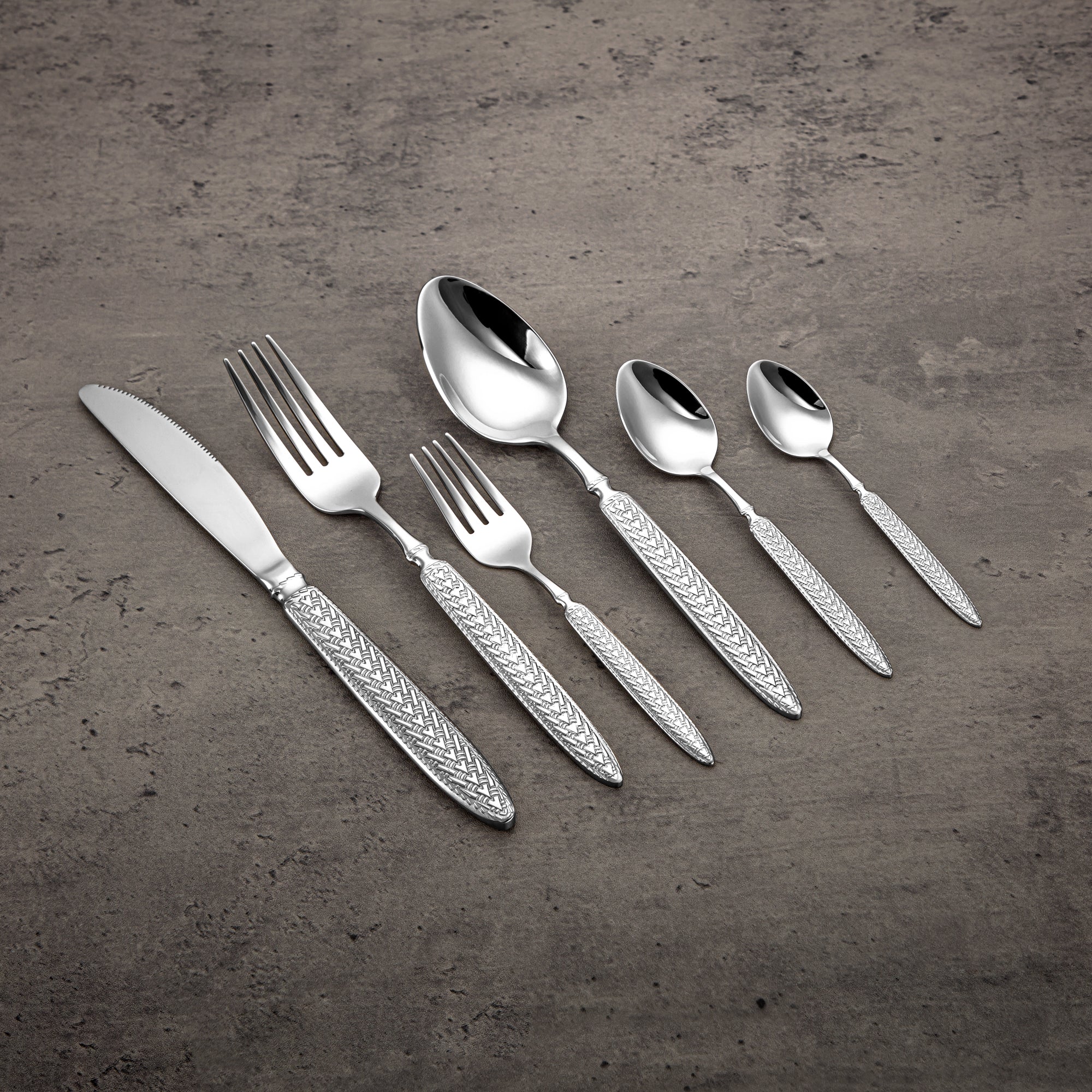 Almarjan Cutlery Set 84 Pieces, Stainless Steel, Leather Case, Silver (CUT0010433) Elegant Cutlery Set