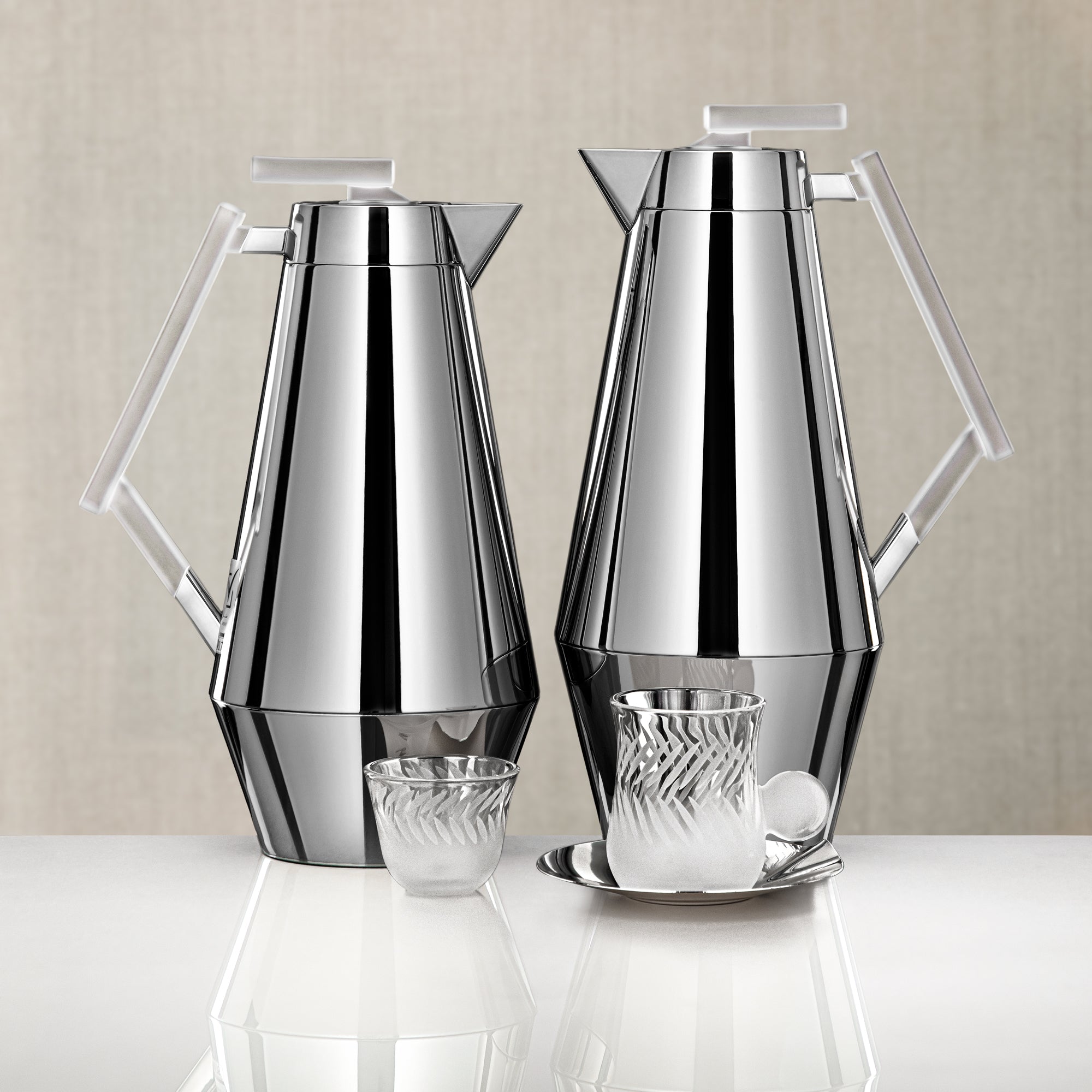 Almarjan Vacuum Flask & Tea Set 0.7L & 1L Silver