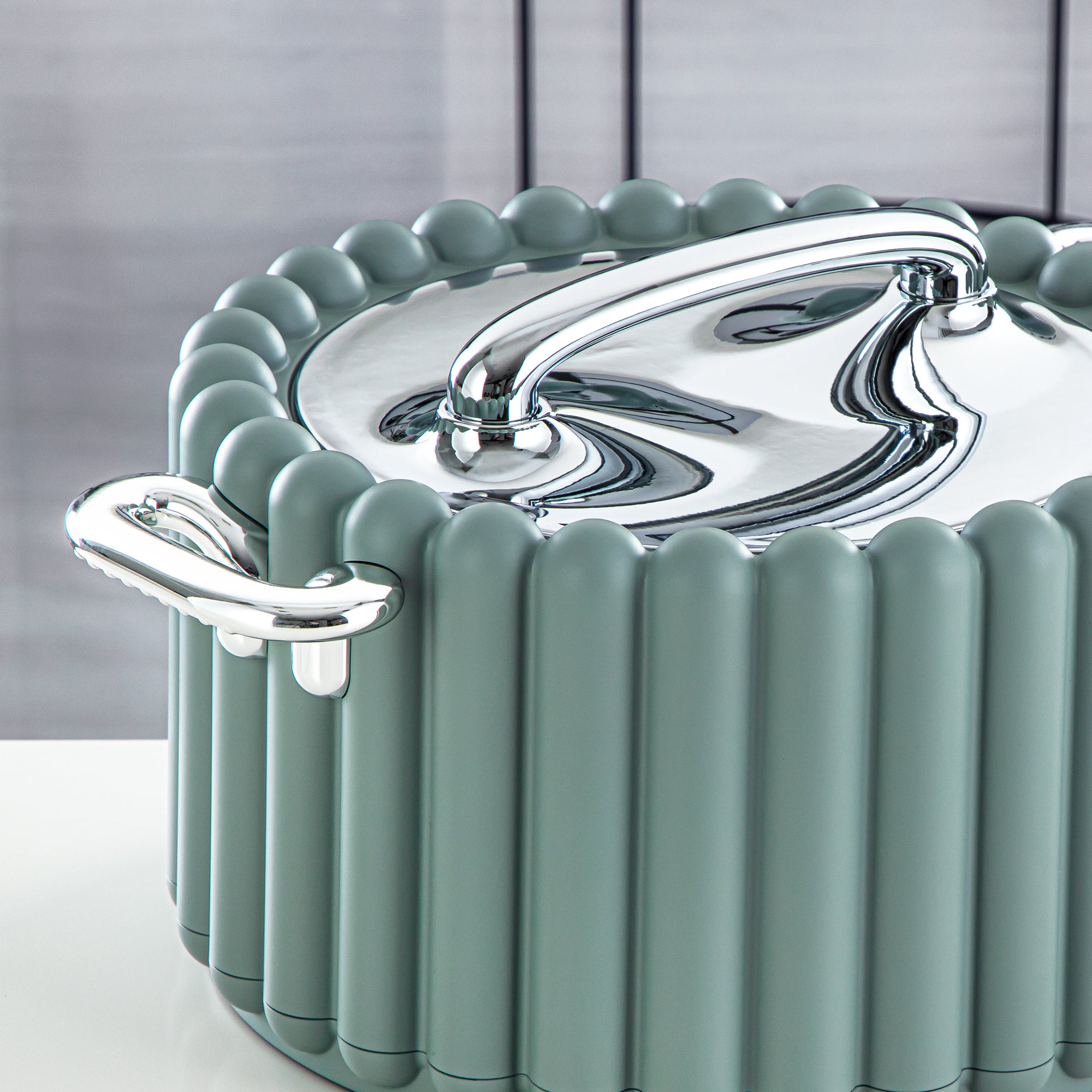 Almarjan 3 Pieces Plastic Hot Pot Set Green & Silver - EI-150/200/250 CE/C