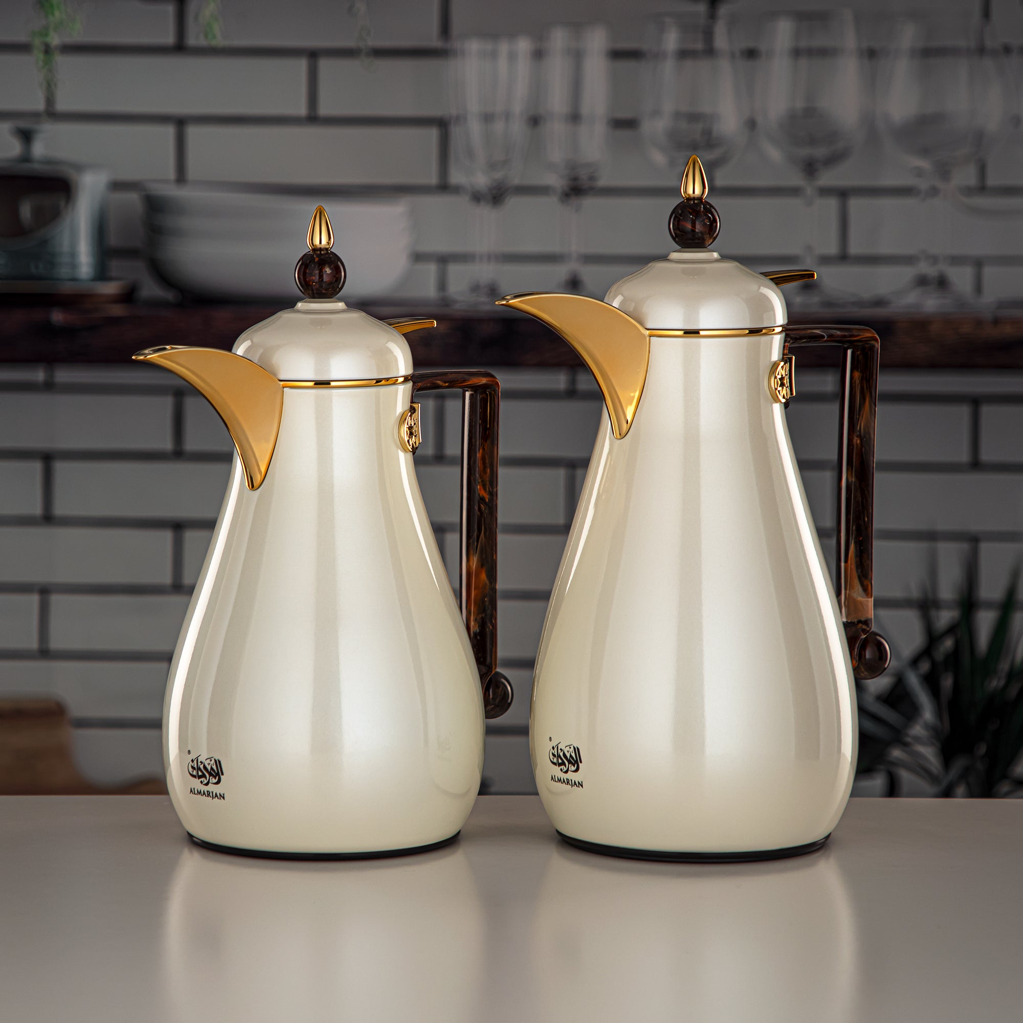 المرجان طقم ترامس قطعتين أبيض وذهبي - FG803-070/100 PBR/PW