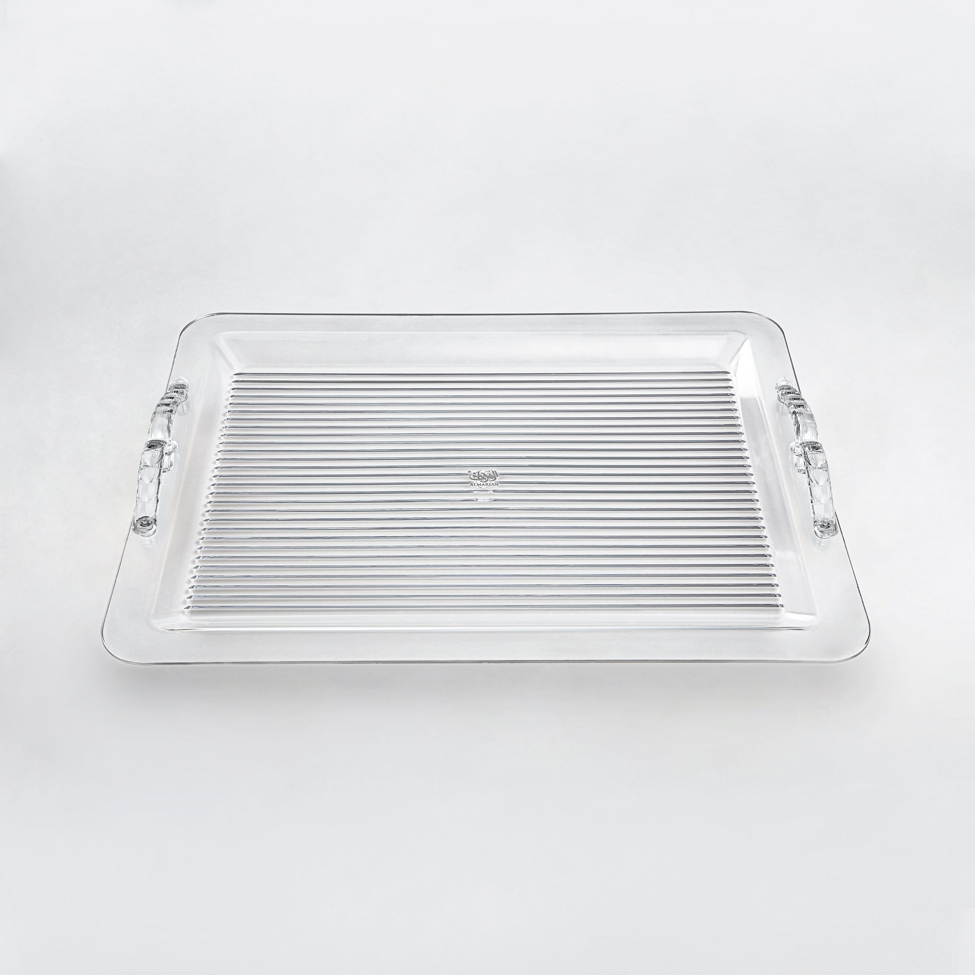 صينية تقديم المجران 55 سم، أكريليك، مقبض فضي وشفاف (FG810T-550 ALLC) - أدوات تقديم أنيقة