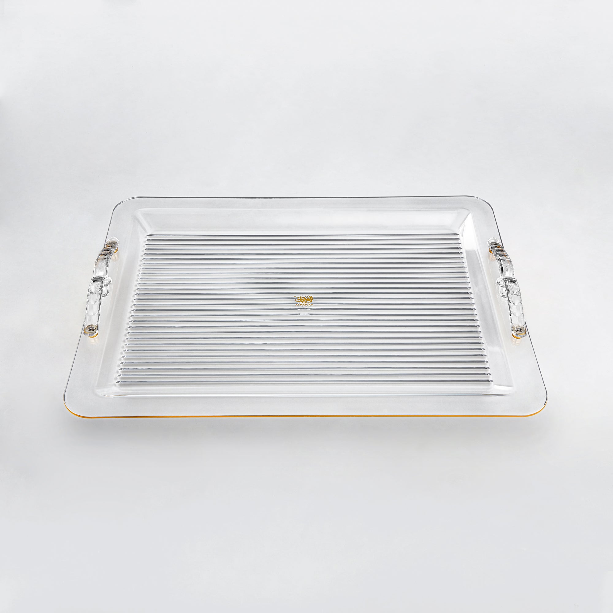 صينية تقديم المجران 55 سم، أكريليك، مقبض ذهبي وشفاف (FG810T-550 ALLG) - أدوات تقديم أنيقة