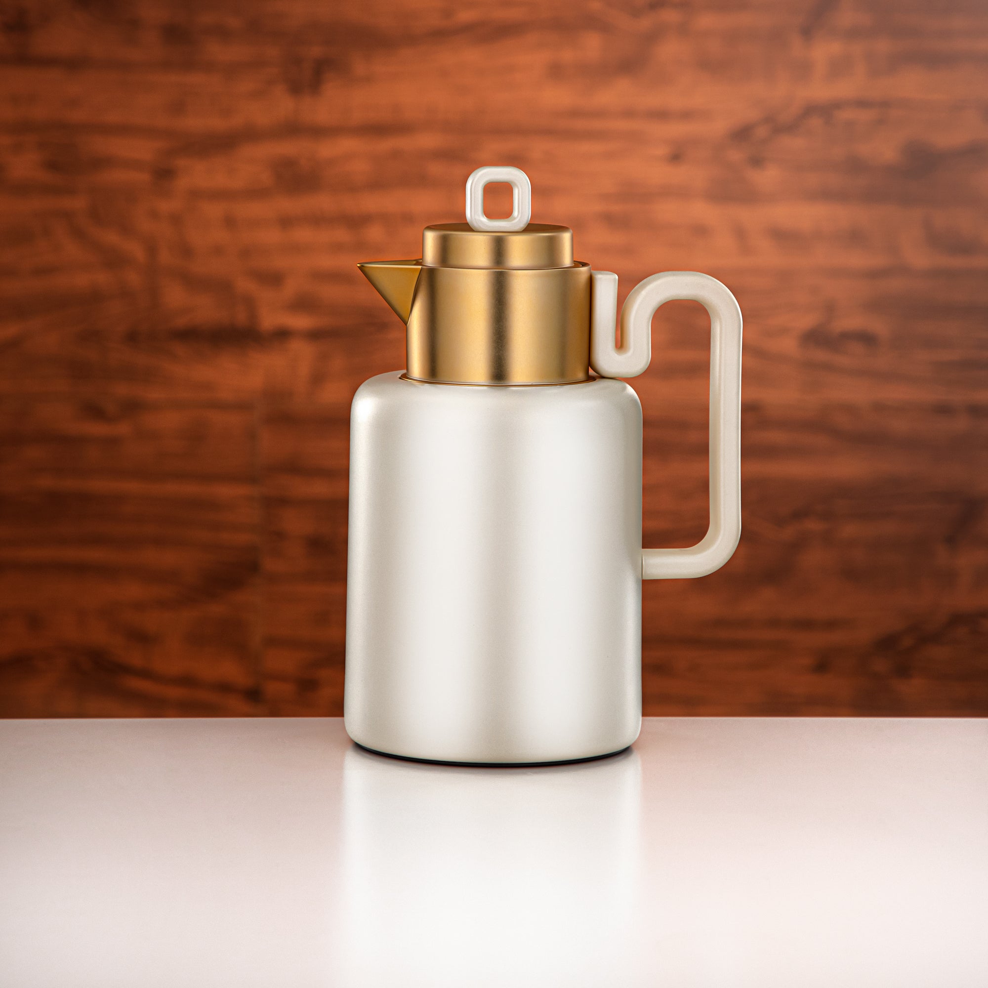 Almarjan Vacuum flask Set 0.5 liter + 1 liter matt pearl white & matt gold (FG815-050/100 MPW/MG)