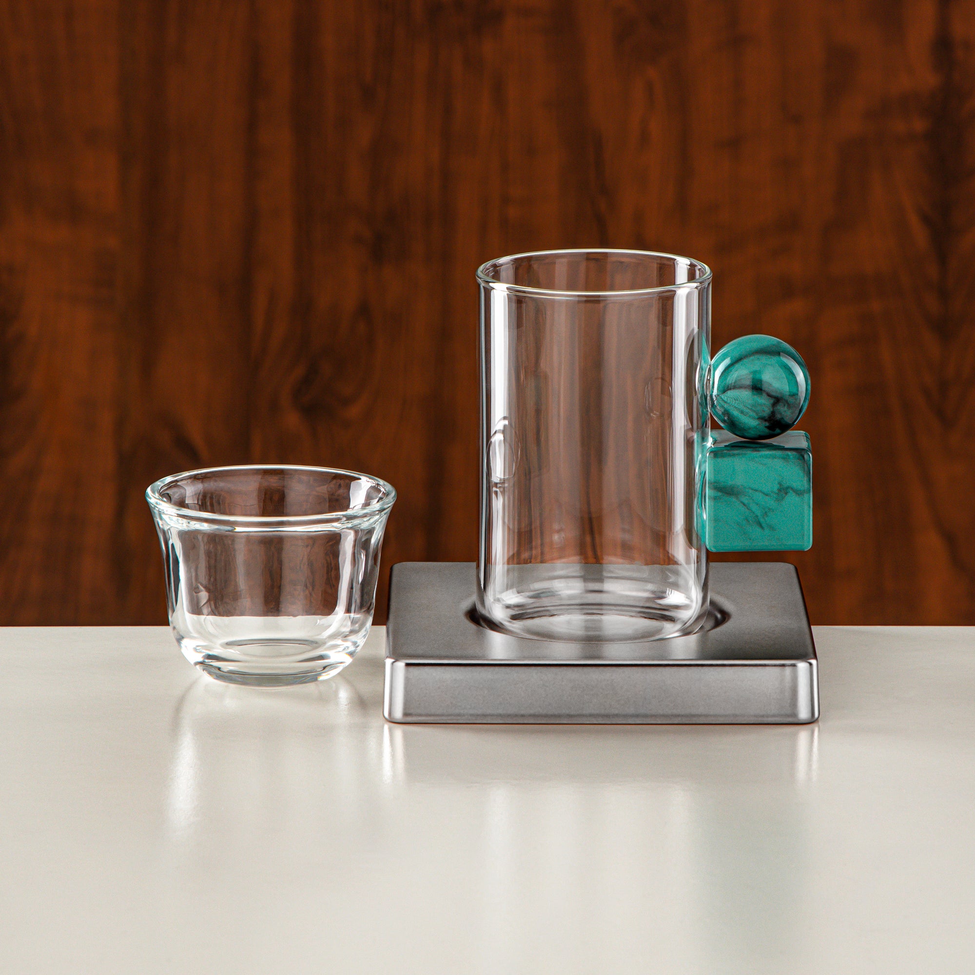 Almarjan Tea Set 18 Pieces Matt Nickel & Tiffany Green