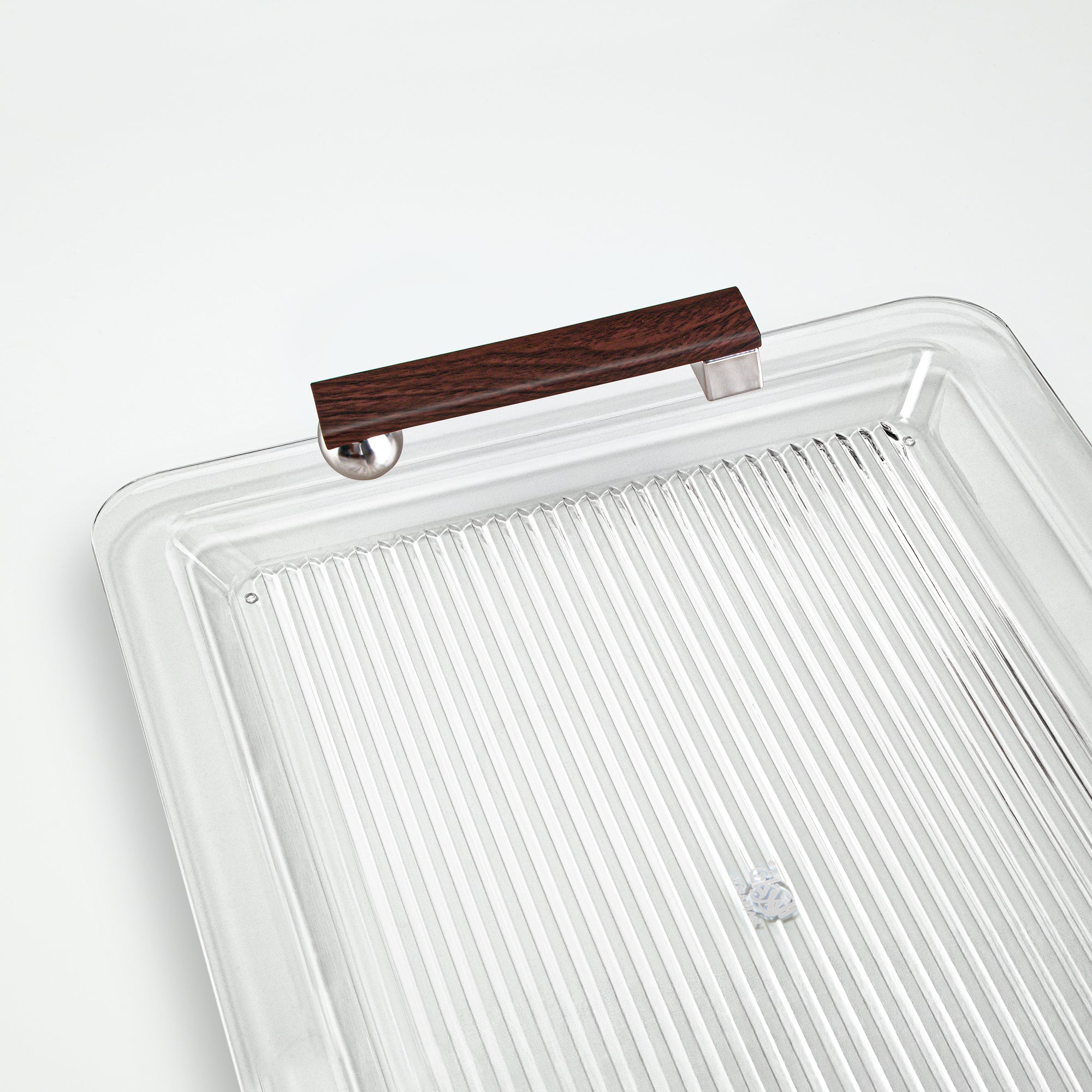 Almarjan Serving Tray 50cm Matt Nickel & Dark Wood