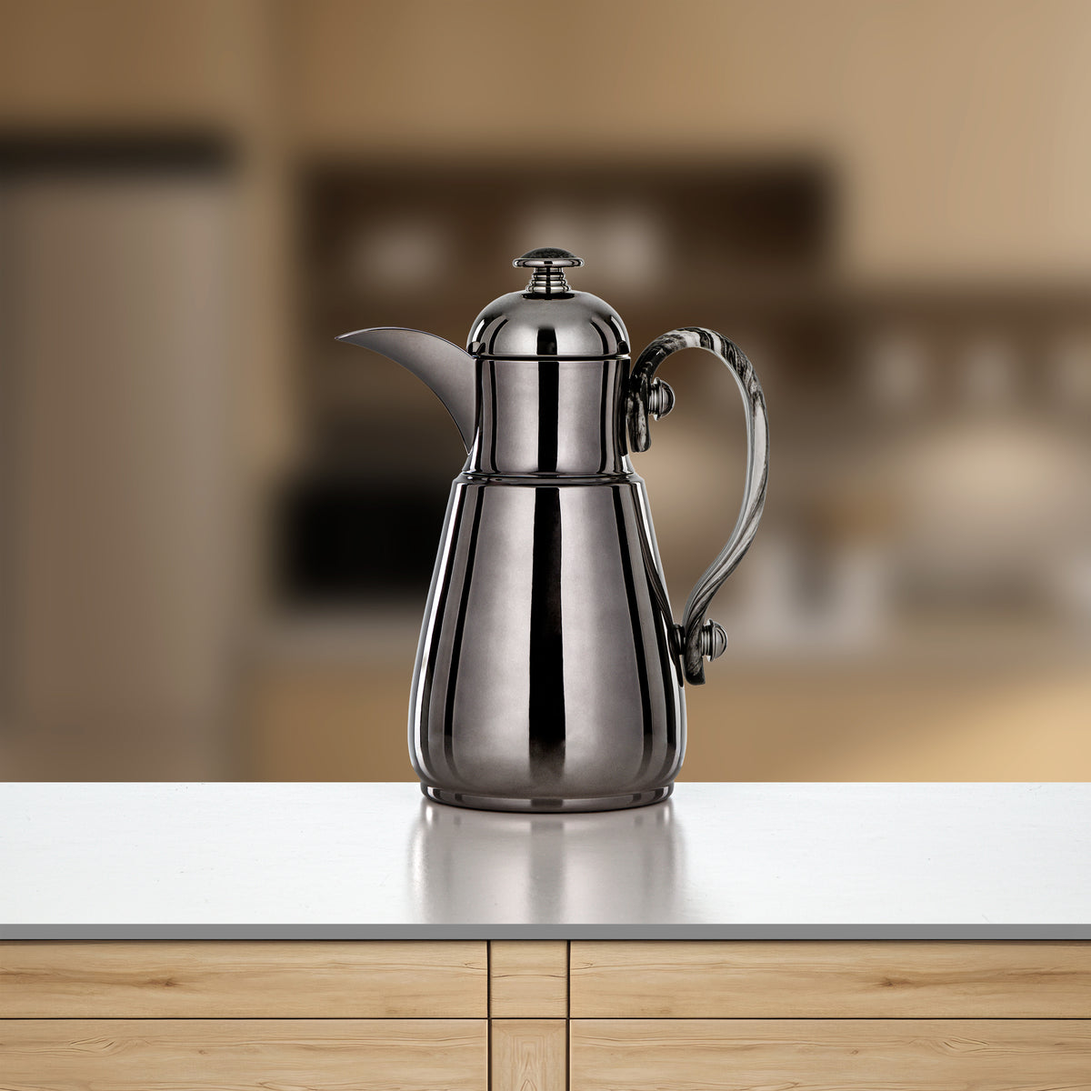 Almarjan Double Wall Vacuum Flask 0.7 Lit, Gun Black & Marble