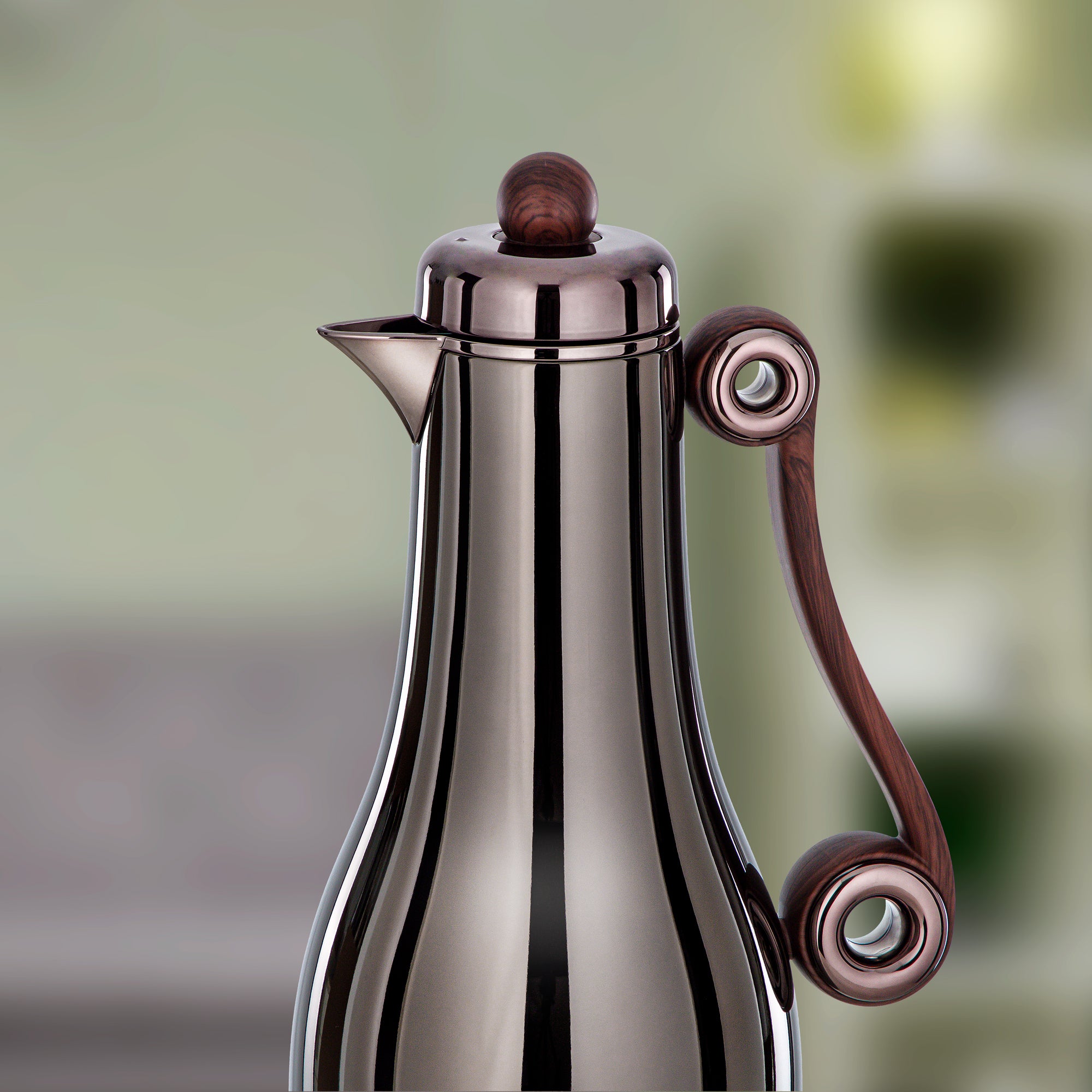 Almarjan 2 Pieces Vacuum Flask Set, Gun Black & Dark Wood