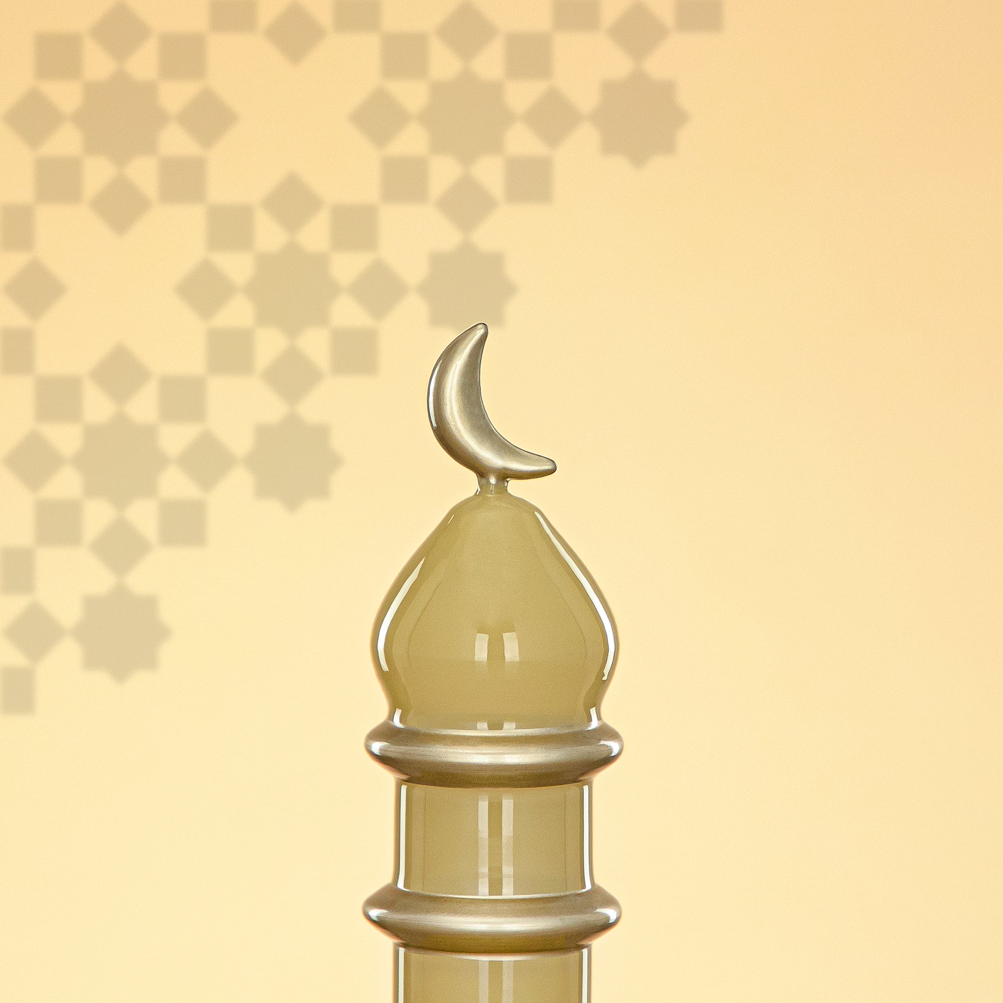 المرجان مئذنة زينة طاولة 16.5cm × 6cm عاجي مع خطوط ذهبية وهلال – Noor Al Layali