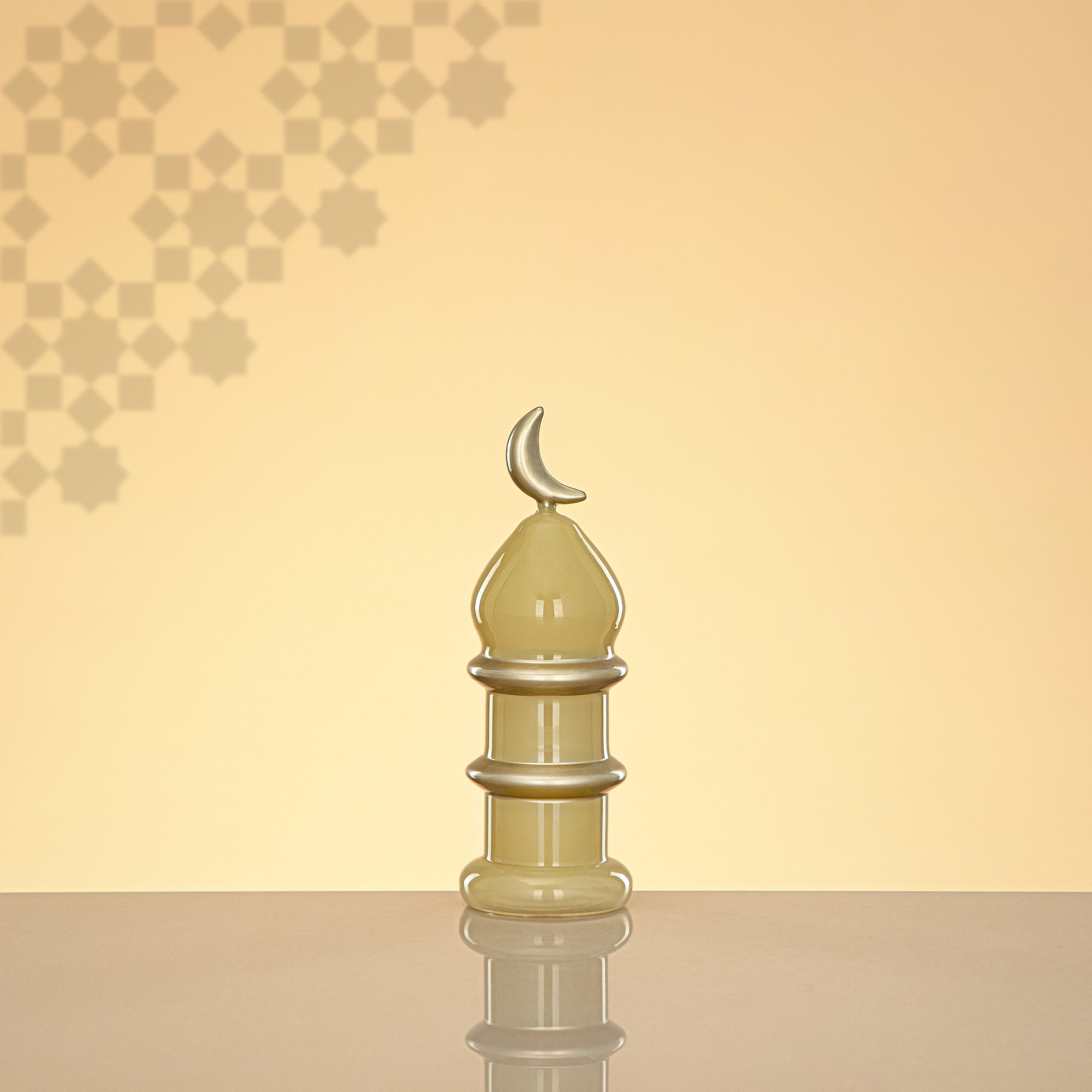 المرجان مئذنة زينة طاولة 16.5cm × 6cm عاجي مع خطوط ذهبية وهلال – Noor Al Layali