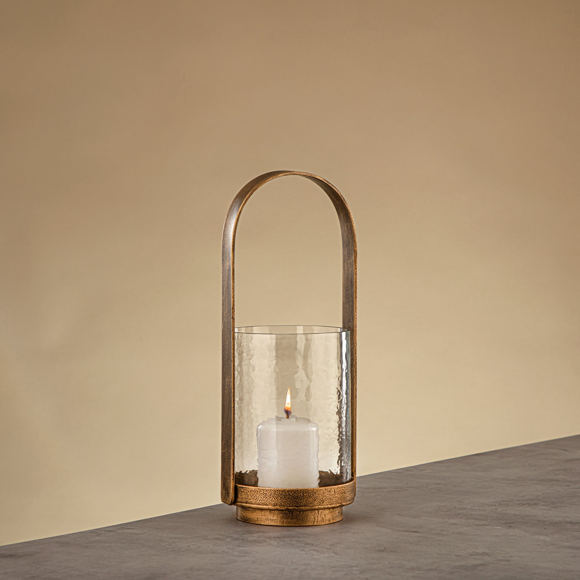 Almarjan Hurricane Lantern 32cm Antique Gold