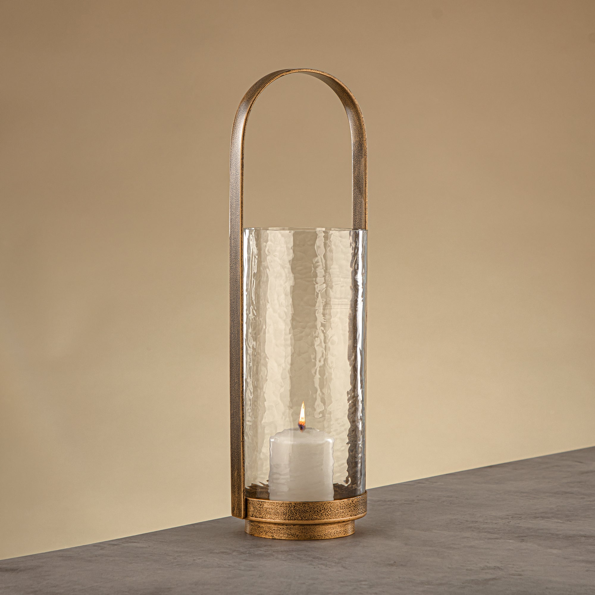 Almarjan Hurricane Lantern 42cm Antique Gold