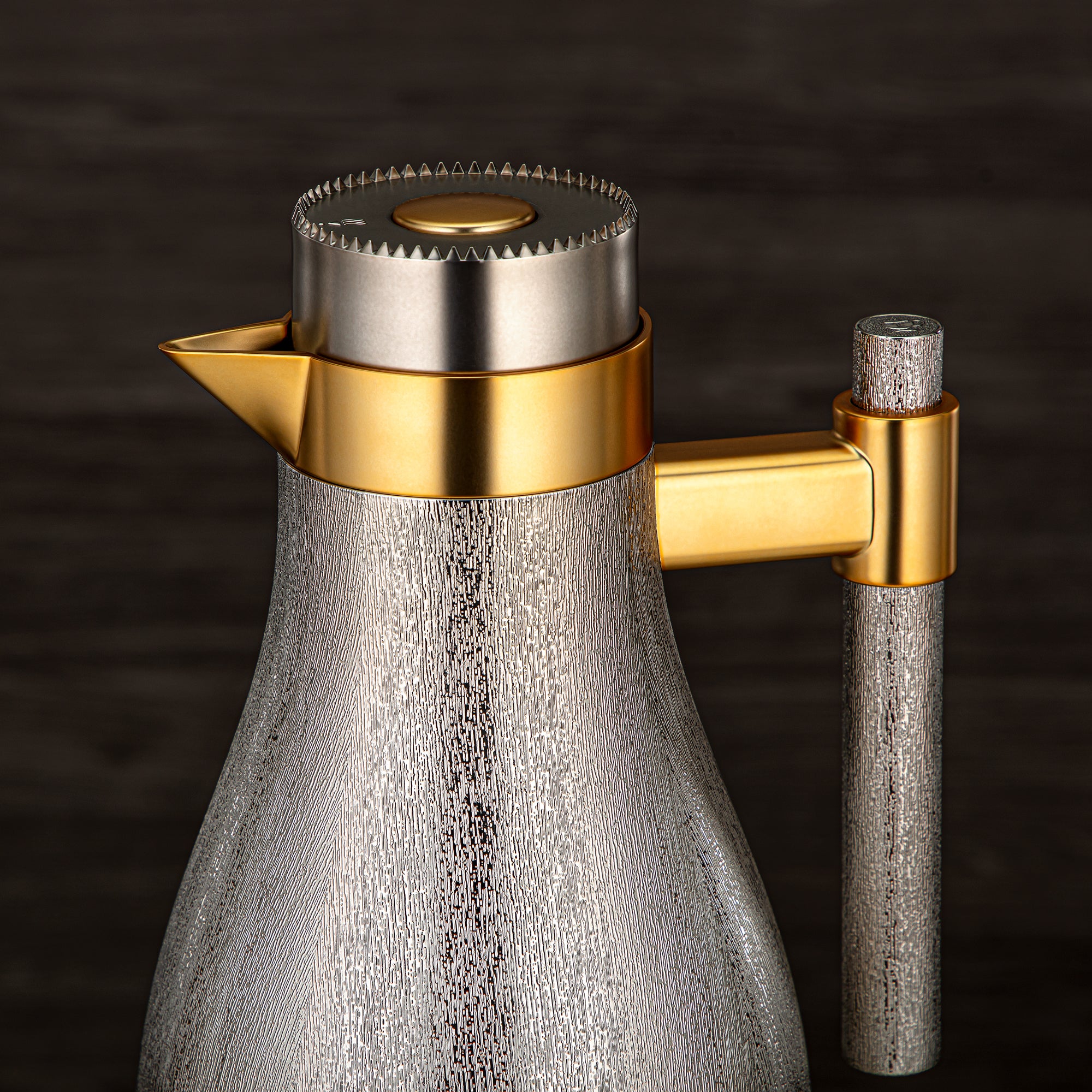 Almarjan Vacuum Flask Set ABS Push Button 1L + 1L Matt Nickel & Matt Gold (GOK-N-MN-MG) - Elegant Serving