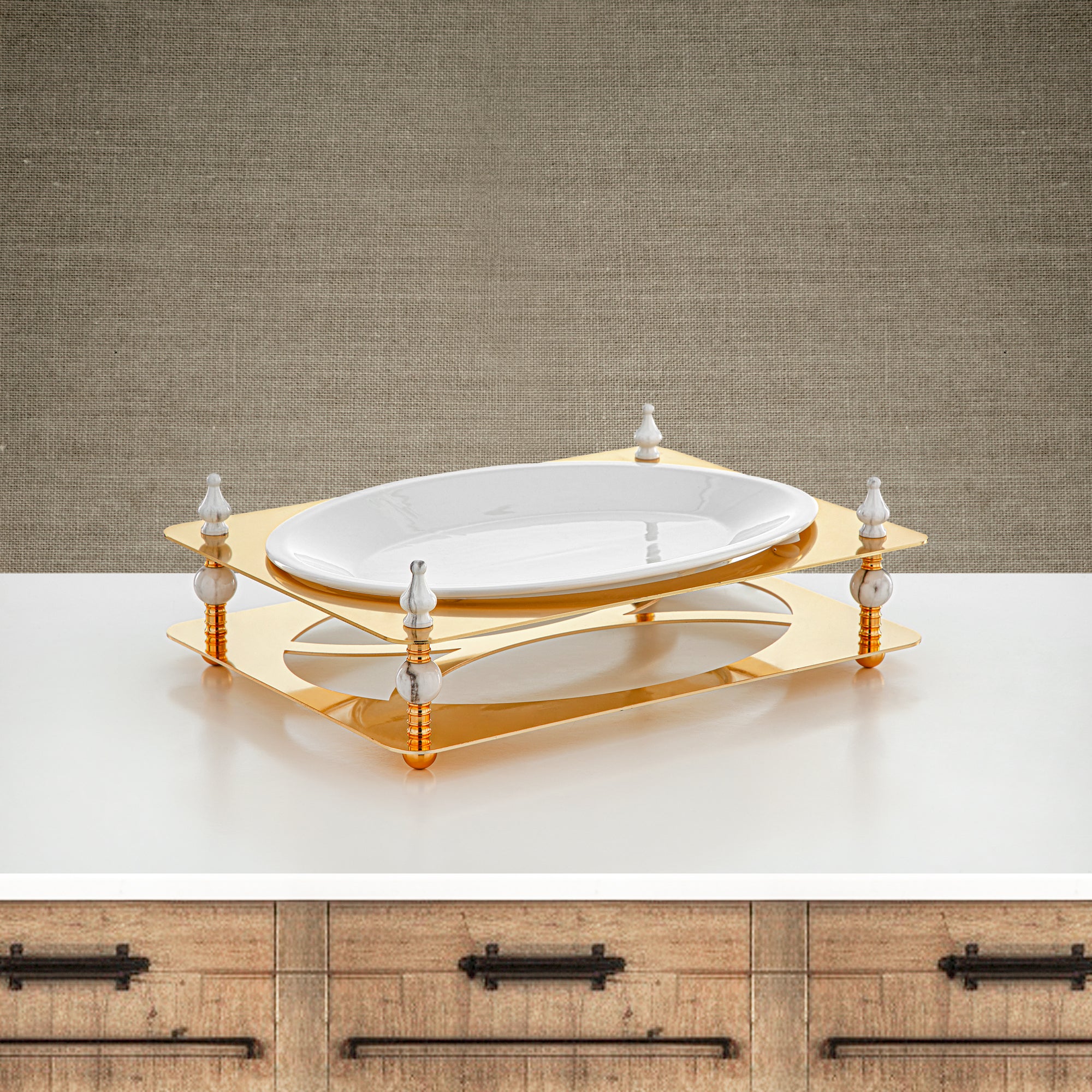 Almarjan 36 CM Serving Tray Gold - HM4112-G