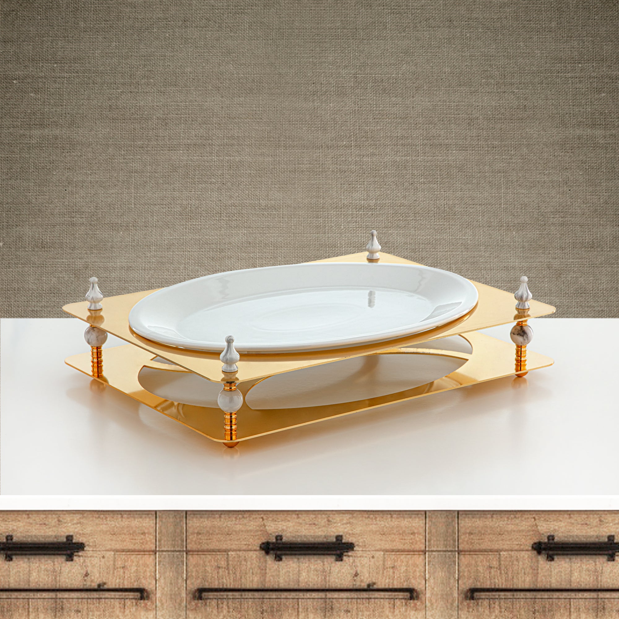Almarjan 43 CM Serving Tray Gold - HM4113-G