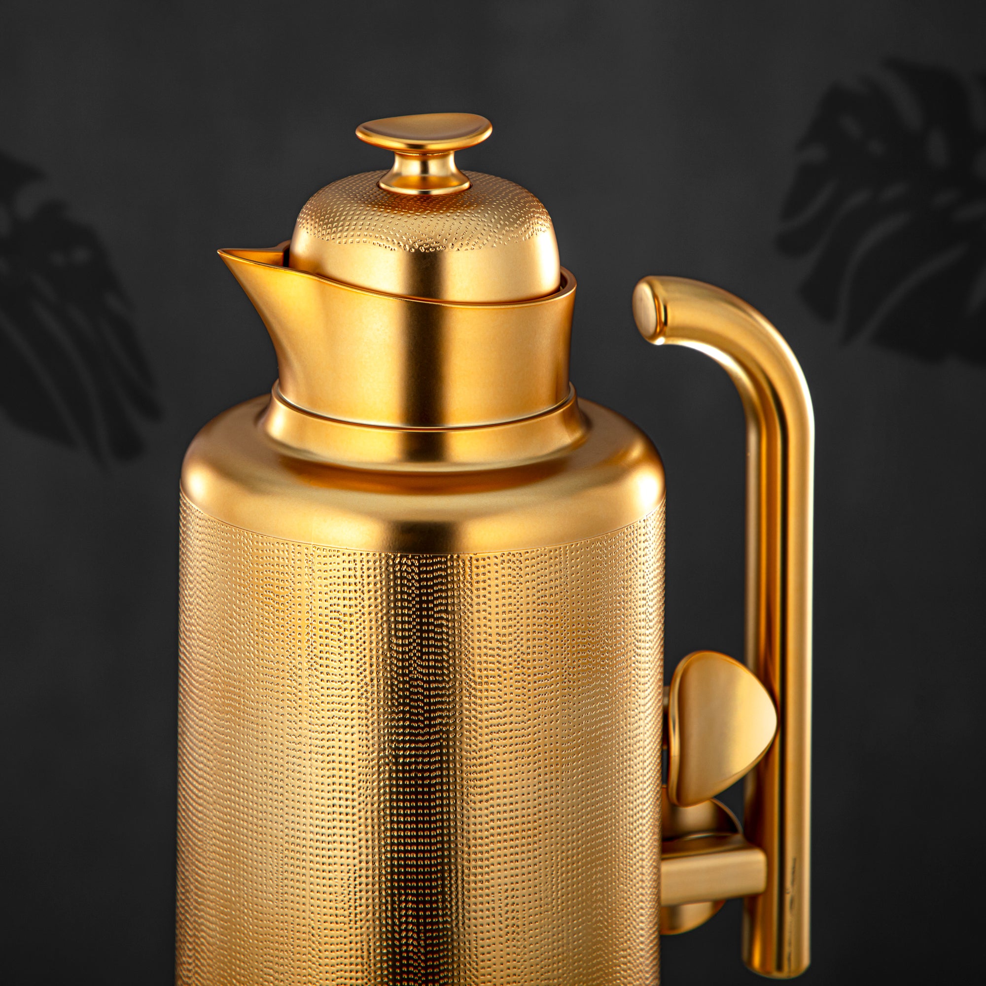 Almarjan Vacuum Flask Set, ABS, Push Button, 1L + 1L, Matt Gold (IZ-MG) - Modern Elegance