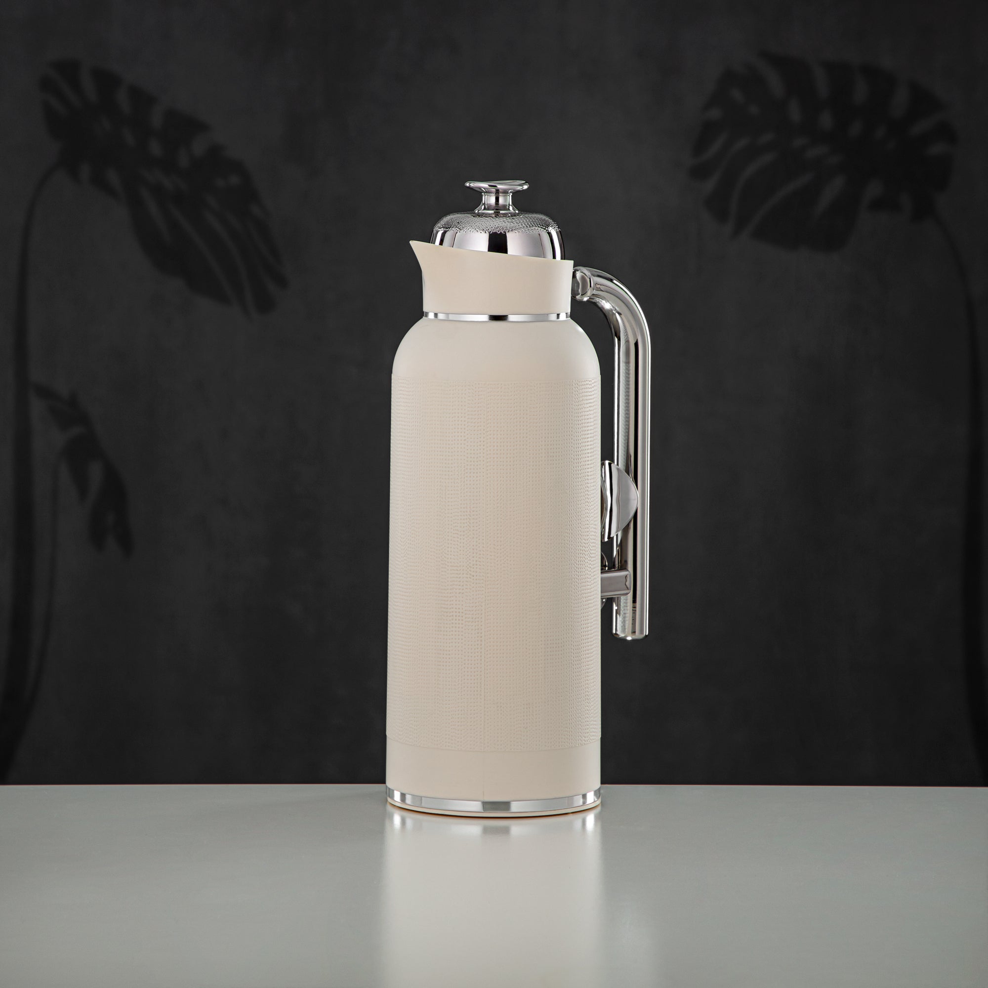 Almarjan Vacuum Flask Set, ABS, Push Button, 1L + 1L, Matt Ivory & Silver (IZ-MIVYS) - Modern Elegance