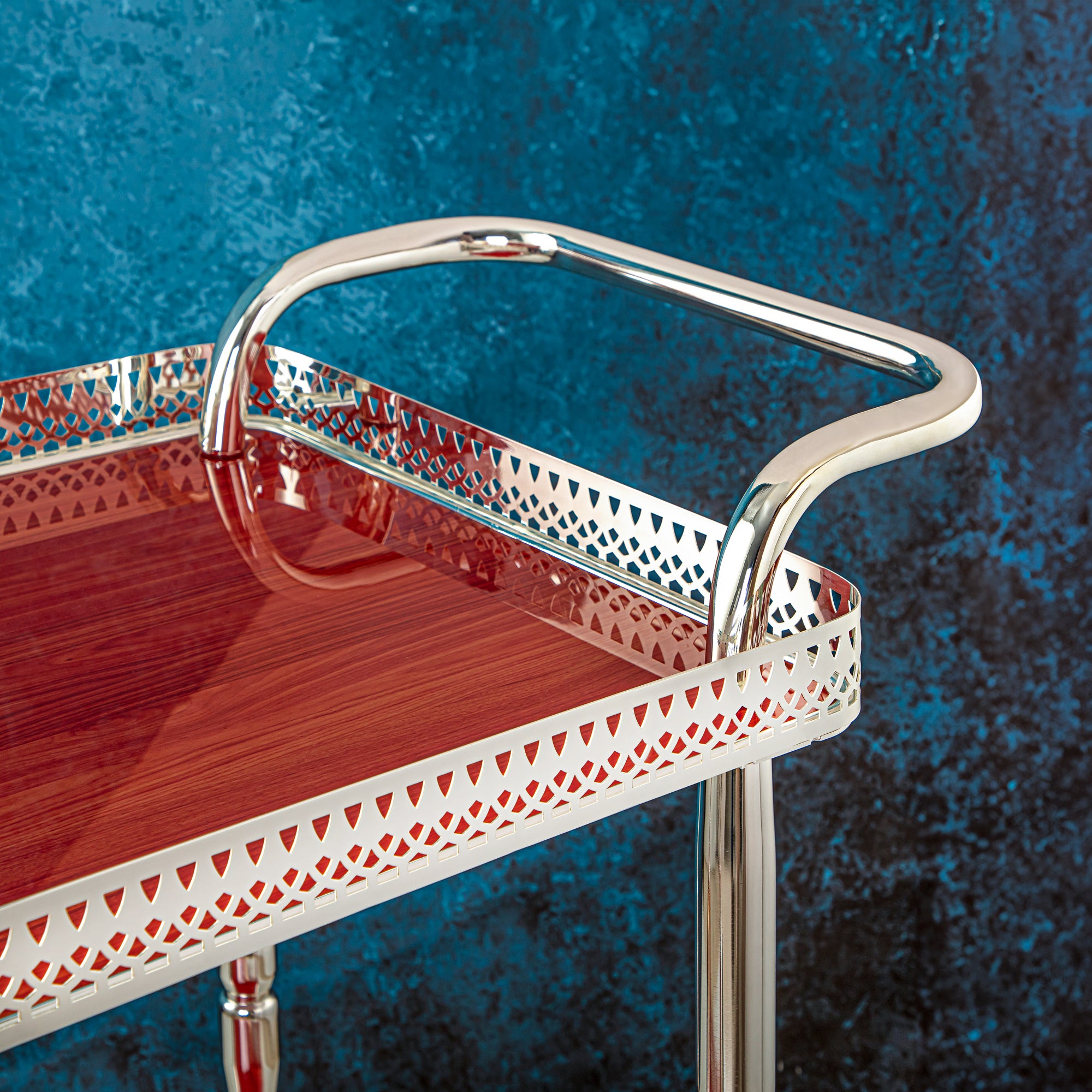 Almarjan 2 Tier Serving Trolley Silver - KMT0474-S