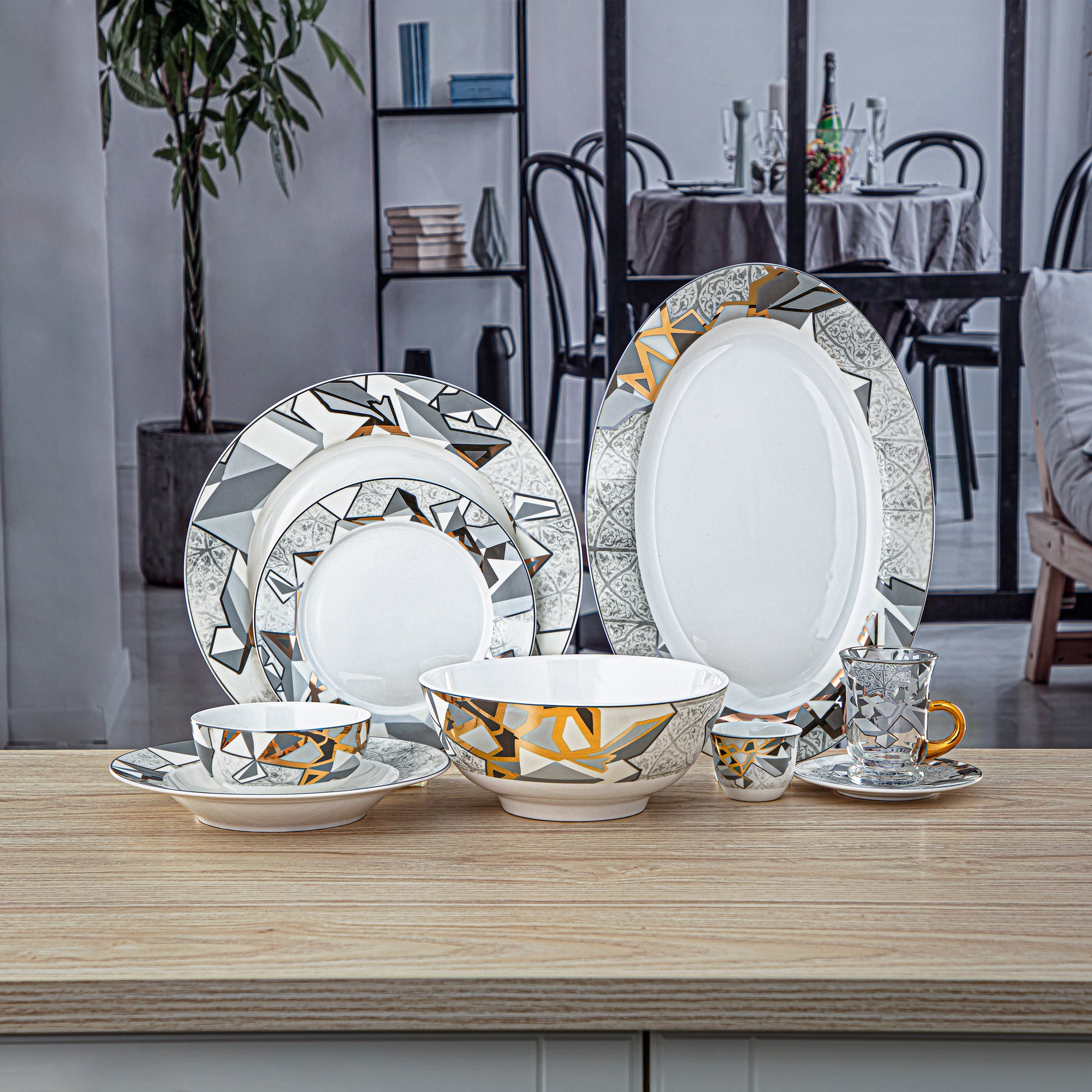 Almarjan 44 Pieces Fonon Collection Dinner Set - 1235