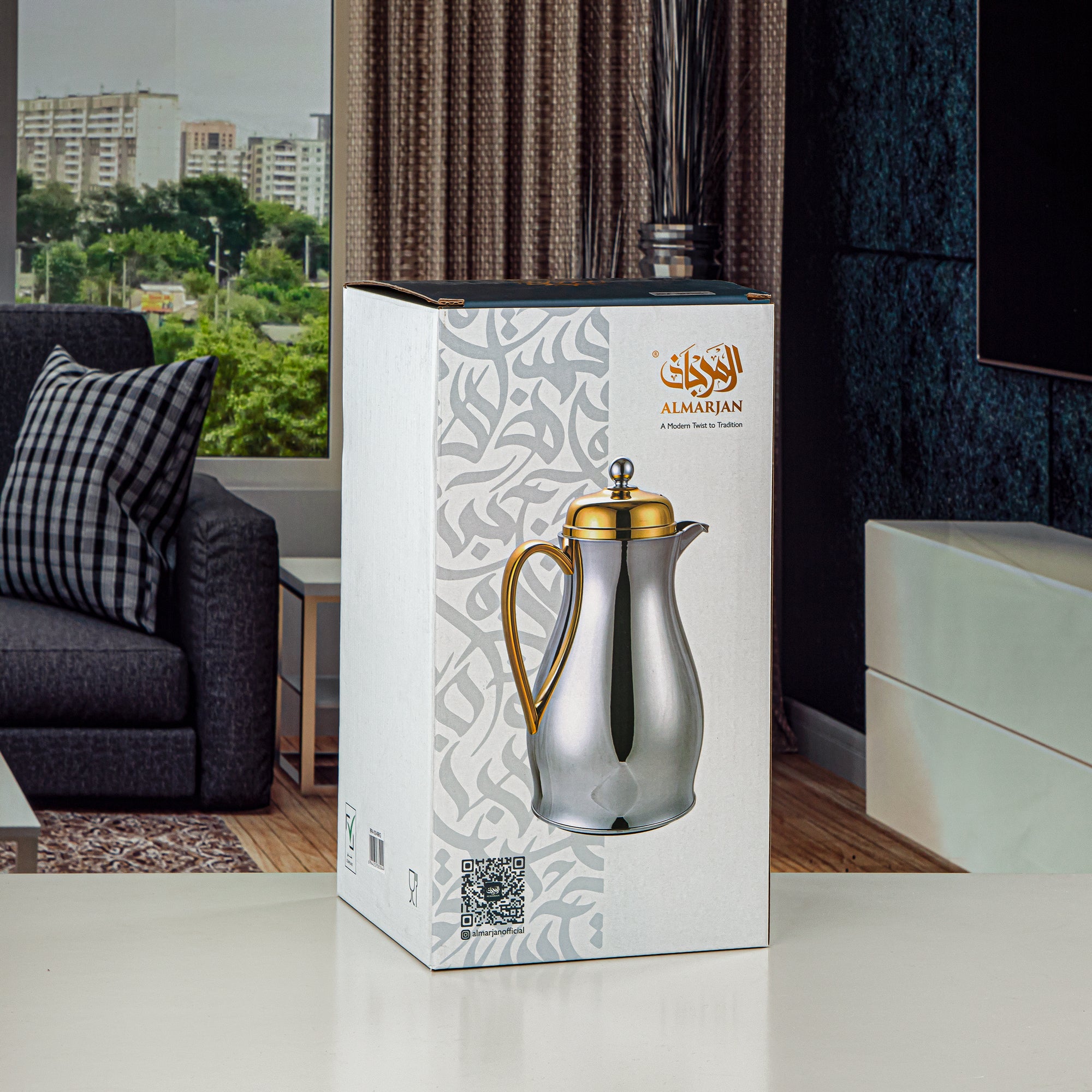 ترمس المرجان جسم معدني مع عبوة زجاجية 0.5 فضي مطفي وذهبي (RPA-050-MSG) – مجموعة أناقة يومية