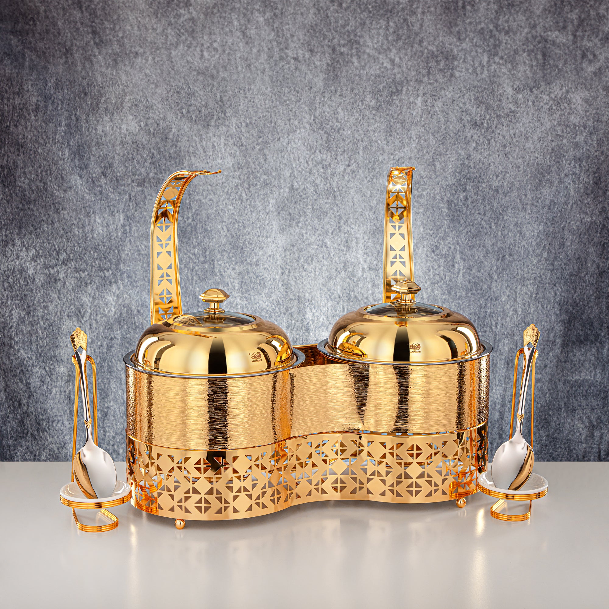 Almarjan 2000 ML + 2000 ML Double Chafing Dish Gold - STS0013344